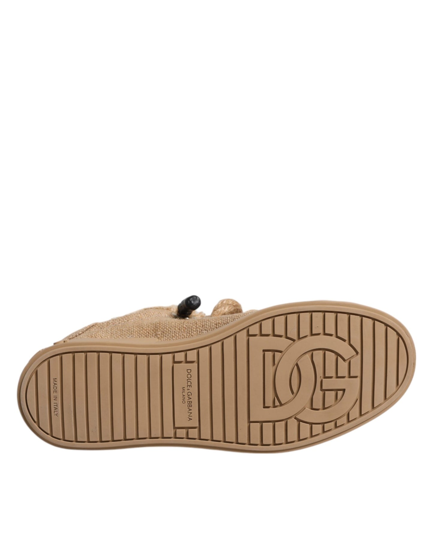 Dolce & Gabbana Brown Jute Fabric Low Top Men Sneakers Shoes Dolce & Gabbana Rosy Brown