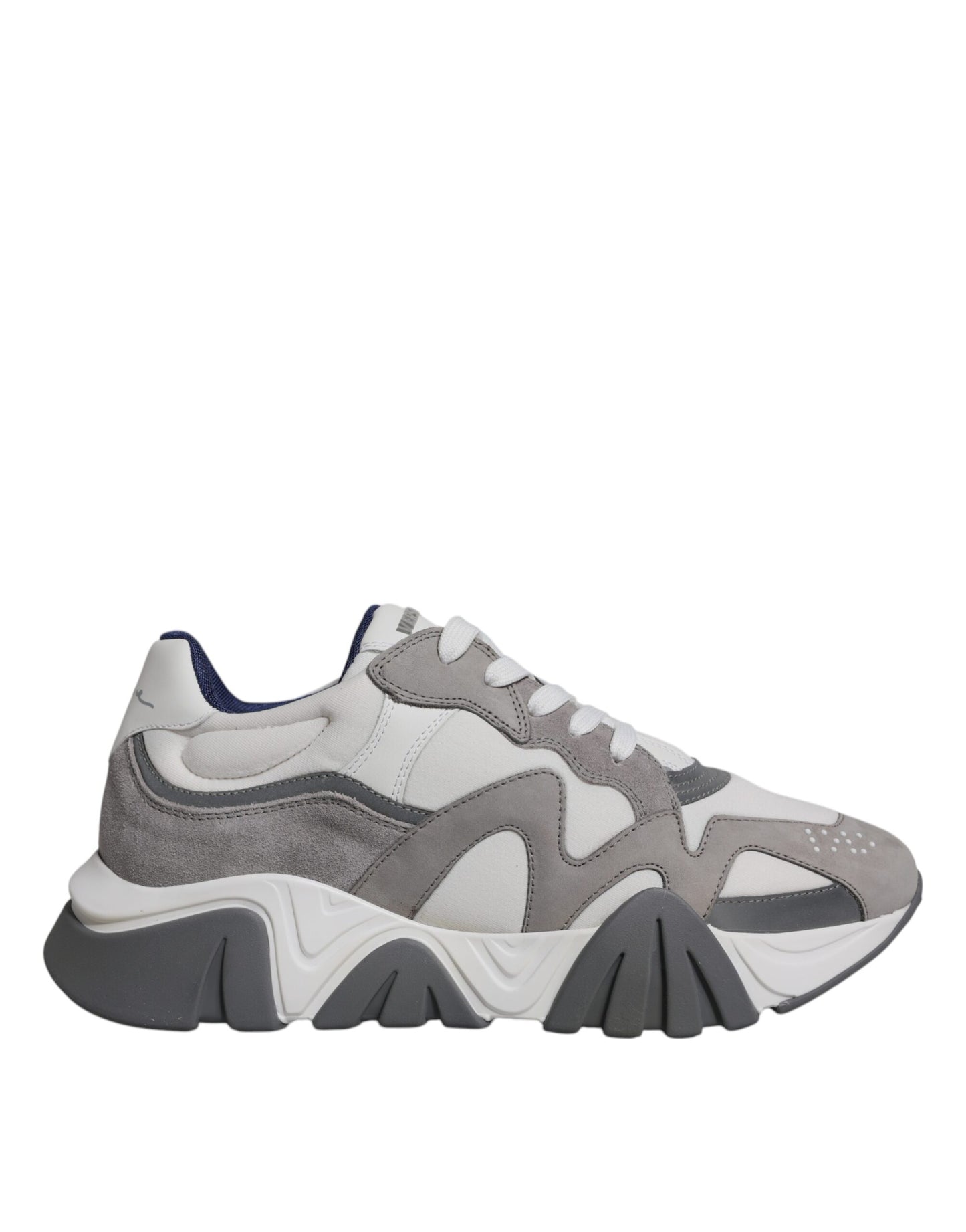 Versace Grey Leather Neoprene Chunky Low Top Squalo Sneakers Shoes Versace Light Slate Gray