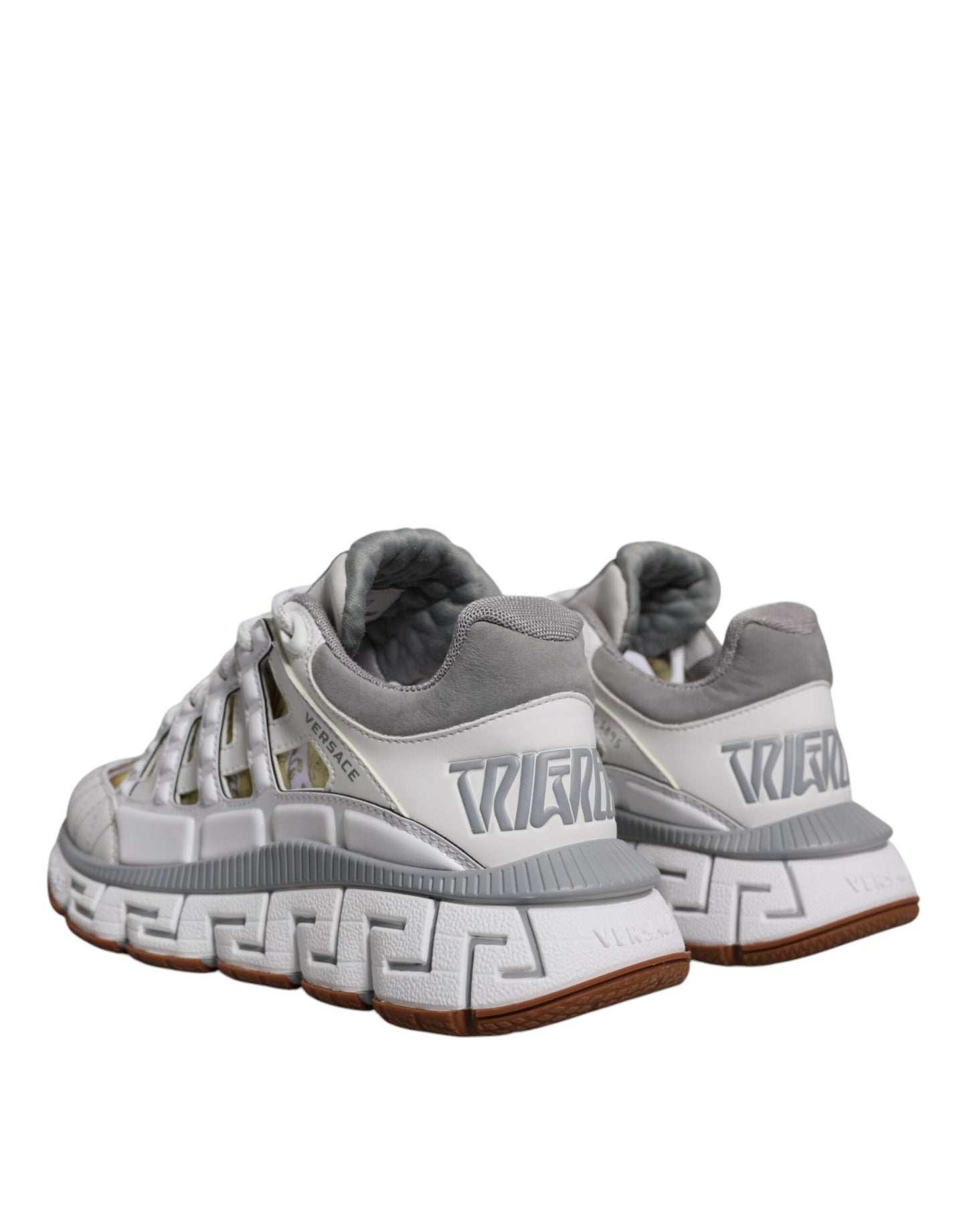 Versace White Trigreca Barocco Print Low Top Sneakers Shoes Versace Dark Gray