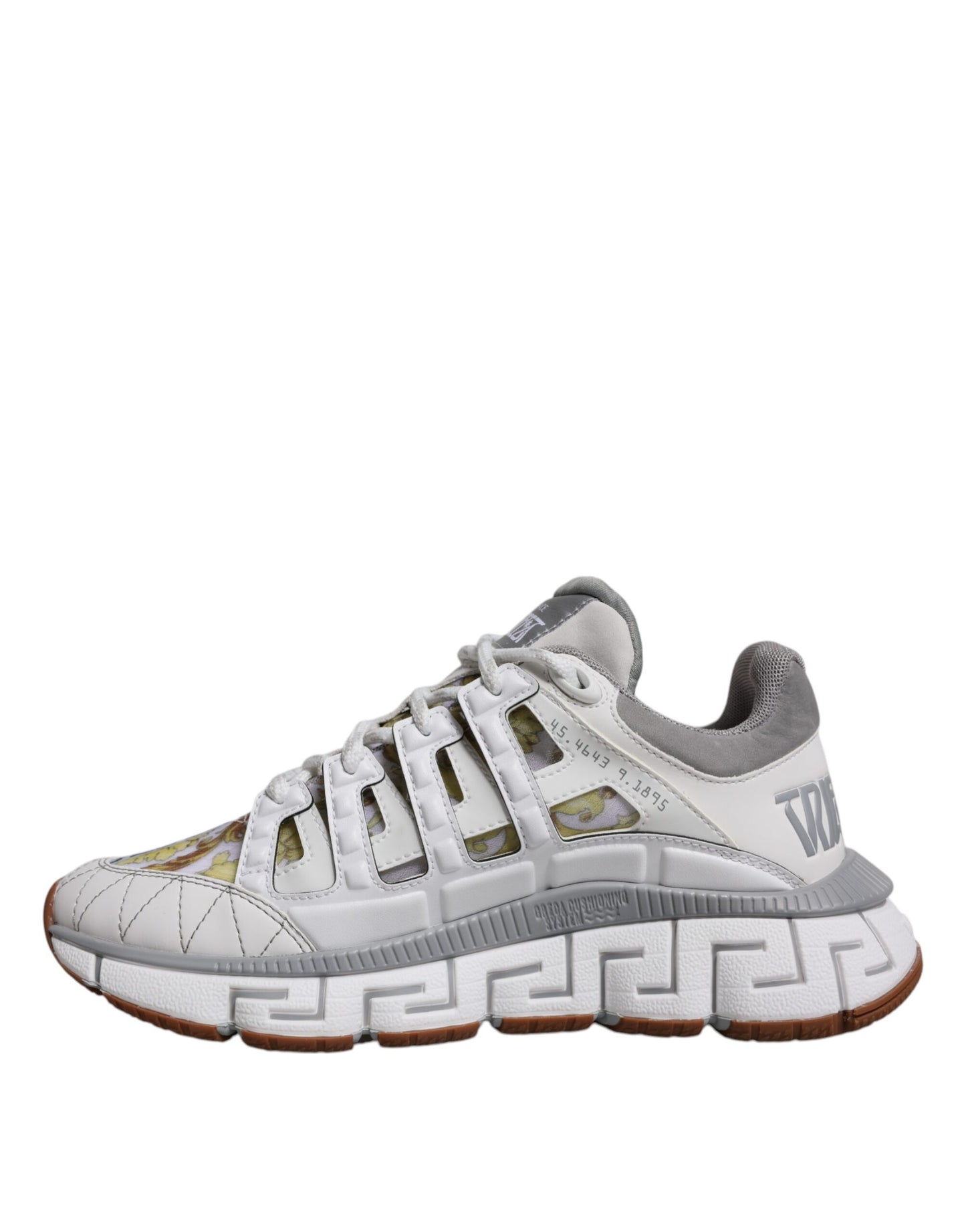 Versace White Trigreca Barocco Print Low Top Sneakers Shoes Versace Gray