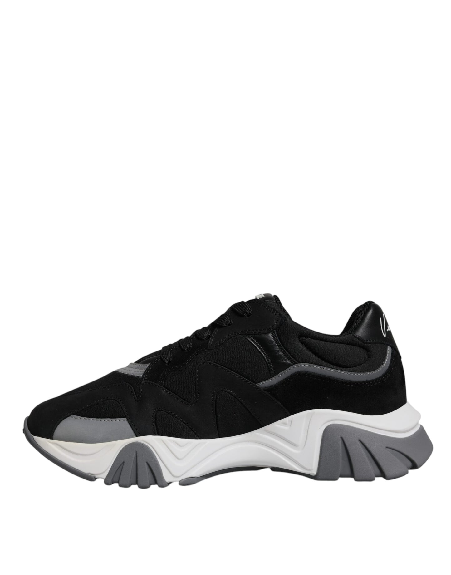 Versace Black Leather Neoprene Chunky Low Top Sneakers Squalo Shoes Versace Light Gray