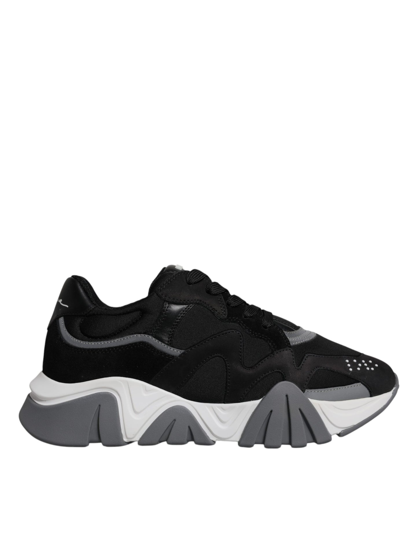 Versace Black Leather Neoprene Chunky Low Top Sneakers Squalo Shoes Versace Light Gray