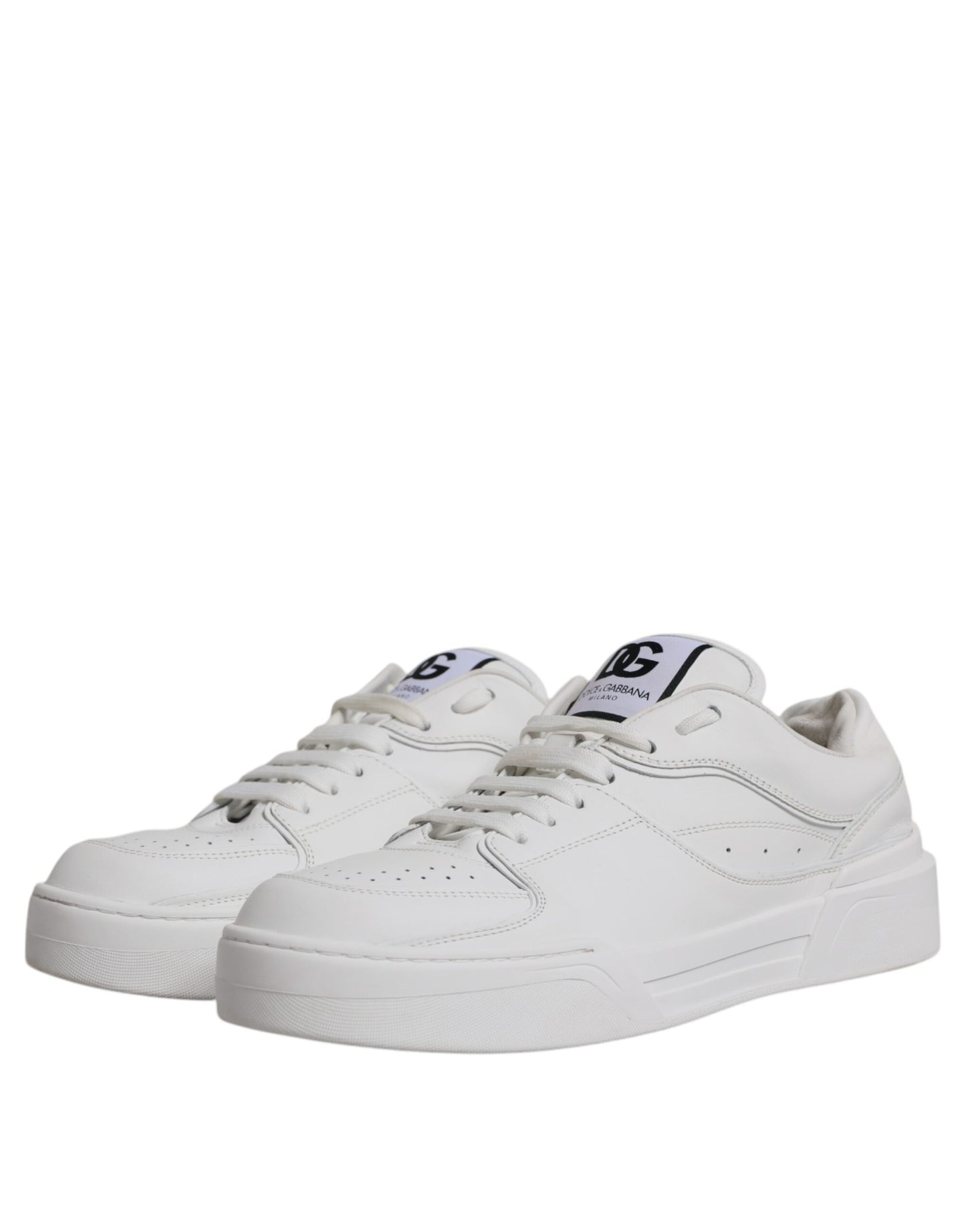 Dolce & Gabbana White Miami Leather Low Top Sneakers Shoes Dolce & Gabbana Light Gray