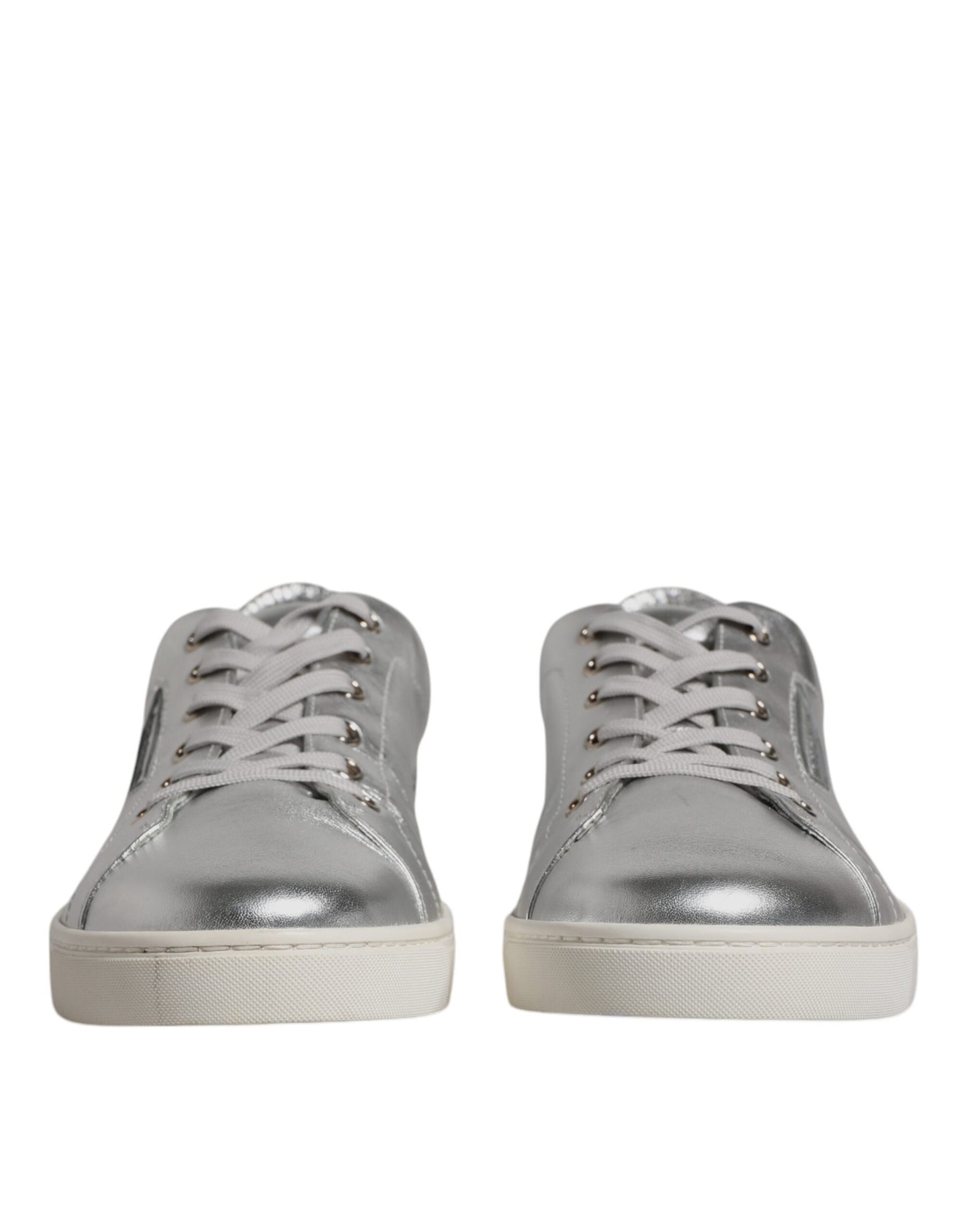 Dolce & Gabbana Silver London Low Top Leather Sneakers Shoes Dolce & Gabbana Dark Gray