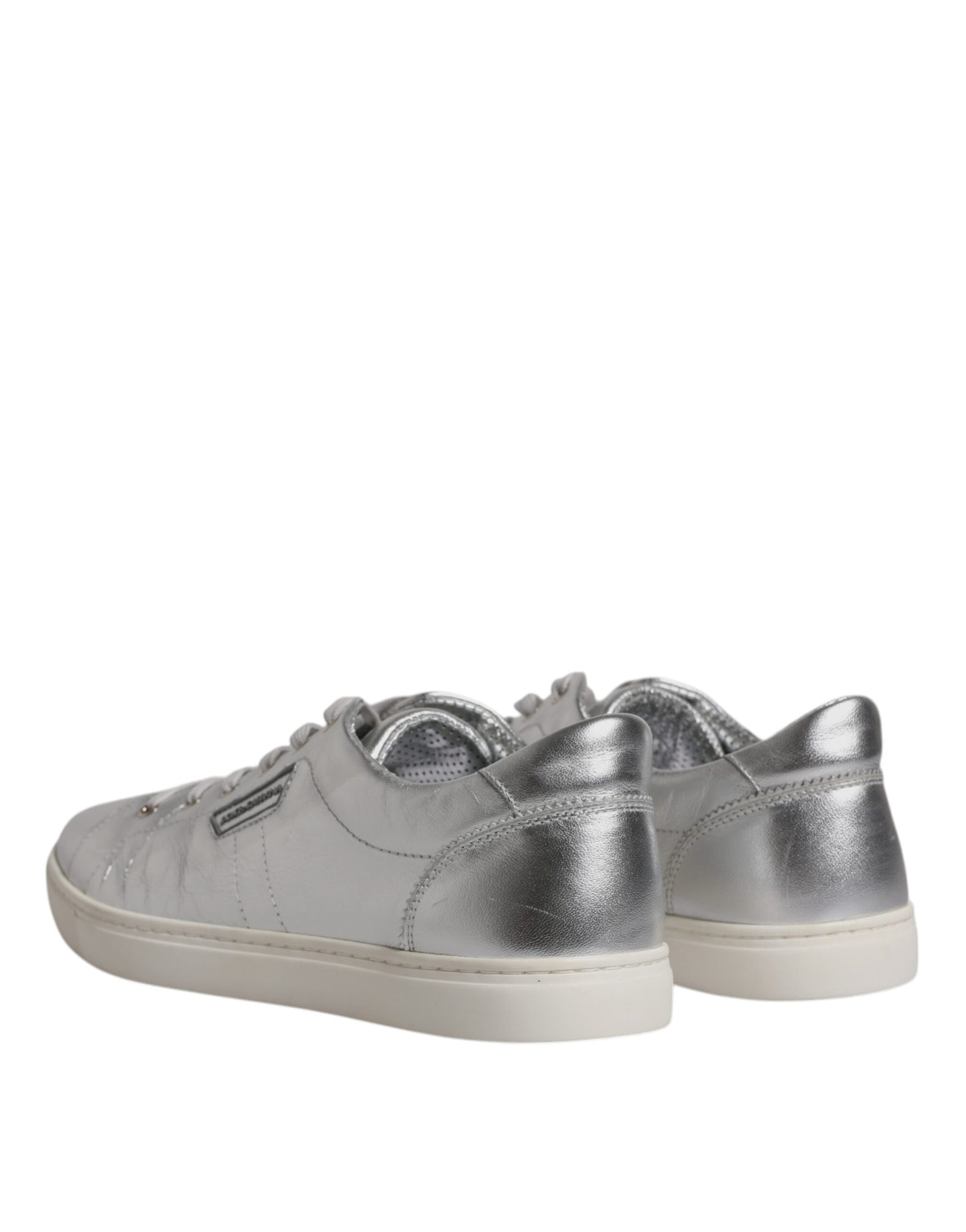 Dolce & Gabbana Silver London Low Top Leather Sneakers Shoes Dolce & Gabbana Dark Gray