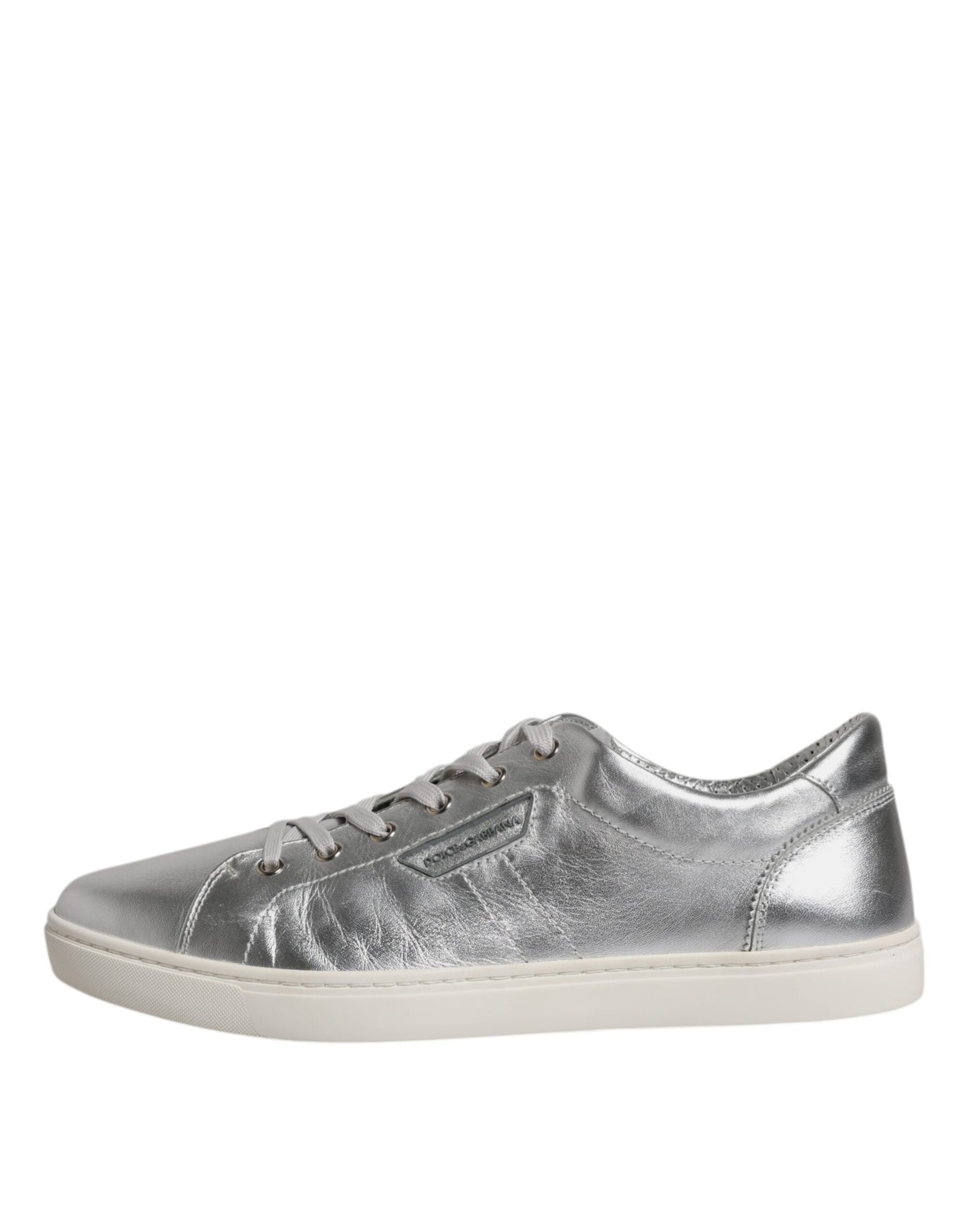 Dolce & Gabbana Silver London Low Top Leather Sneakers Shoes Dolce & Gabbana Dark Gray