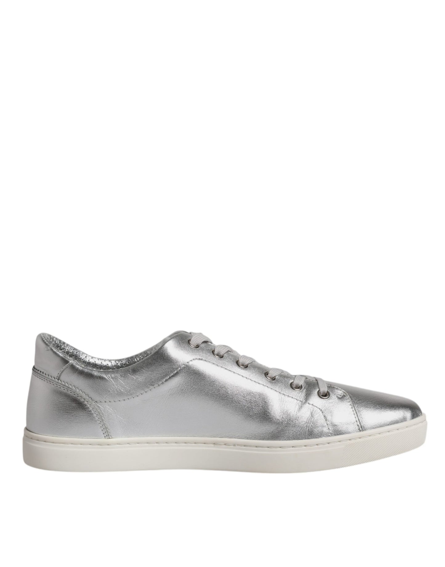 Dolce & Gabbana Silver London Low Top Leather Sneakers Shoes Dolce & Gabbana Gray