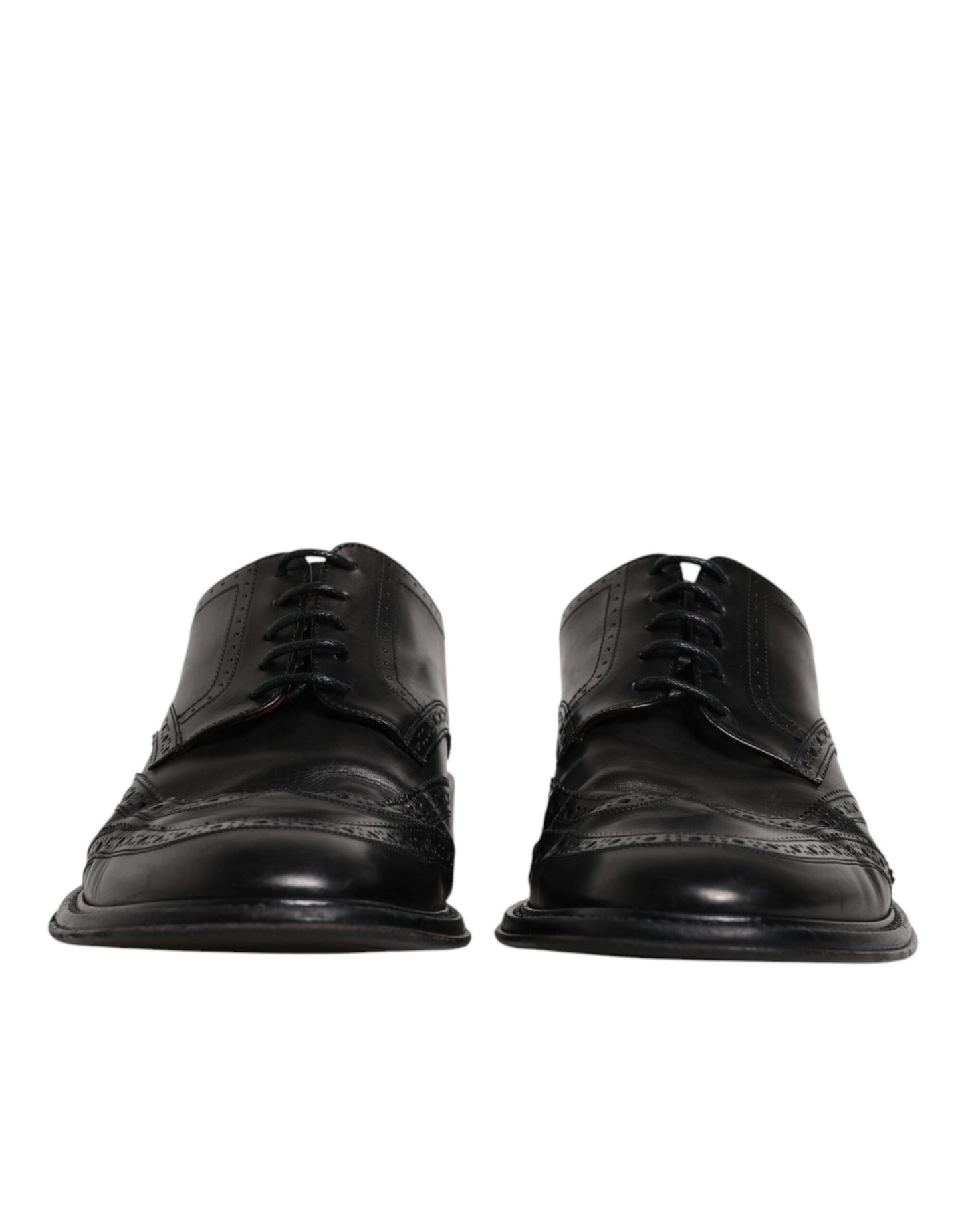 Dolce & Gabbana Black Leather Derby Wingtip Formal Shoes Dolce & Gabbana Dark Slate Gray