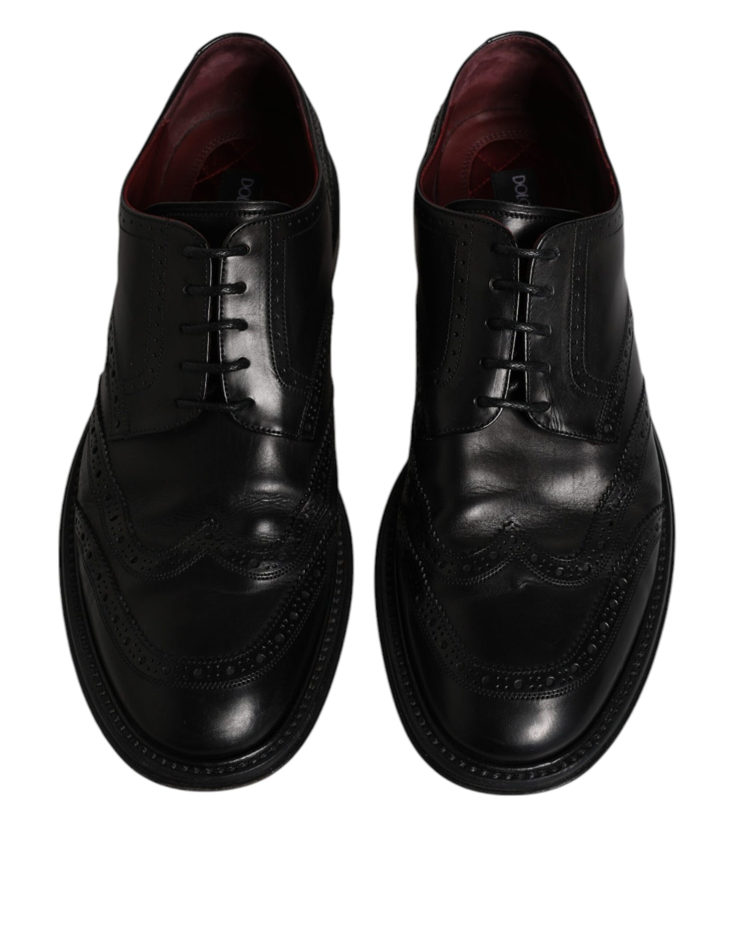 Dolce & Gabbana Black Leather Derby Wingtip Formal Shoes Dolce & Gabbana Black