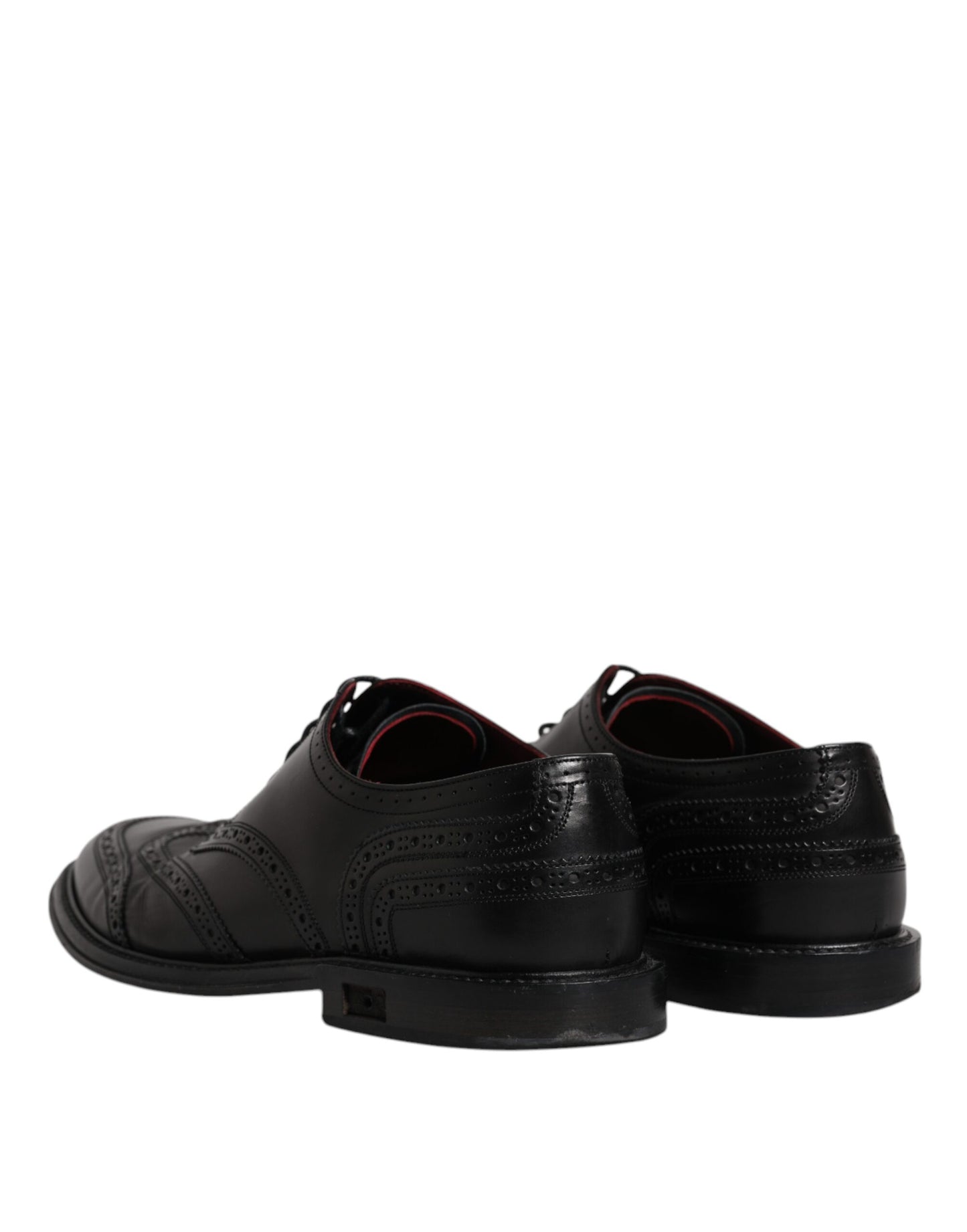 Dolce & Gabbana Black Leather Derby Wingtip Formal Shoes Dolce & Gabbana Black