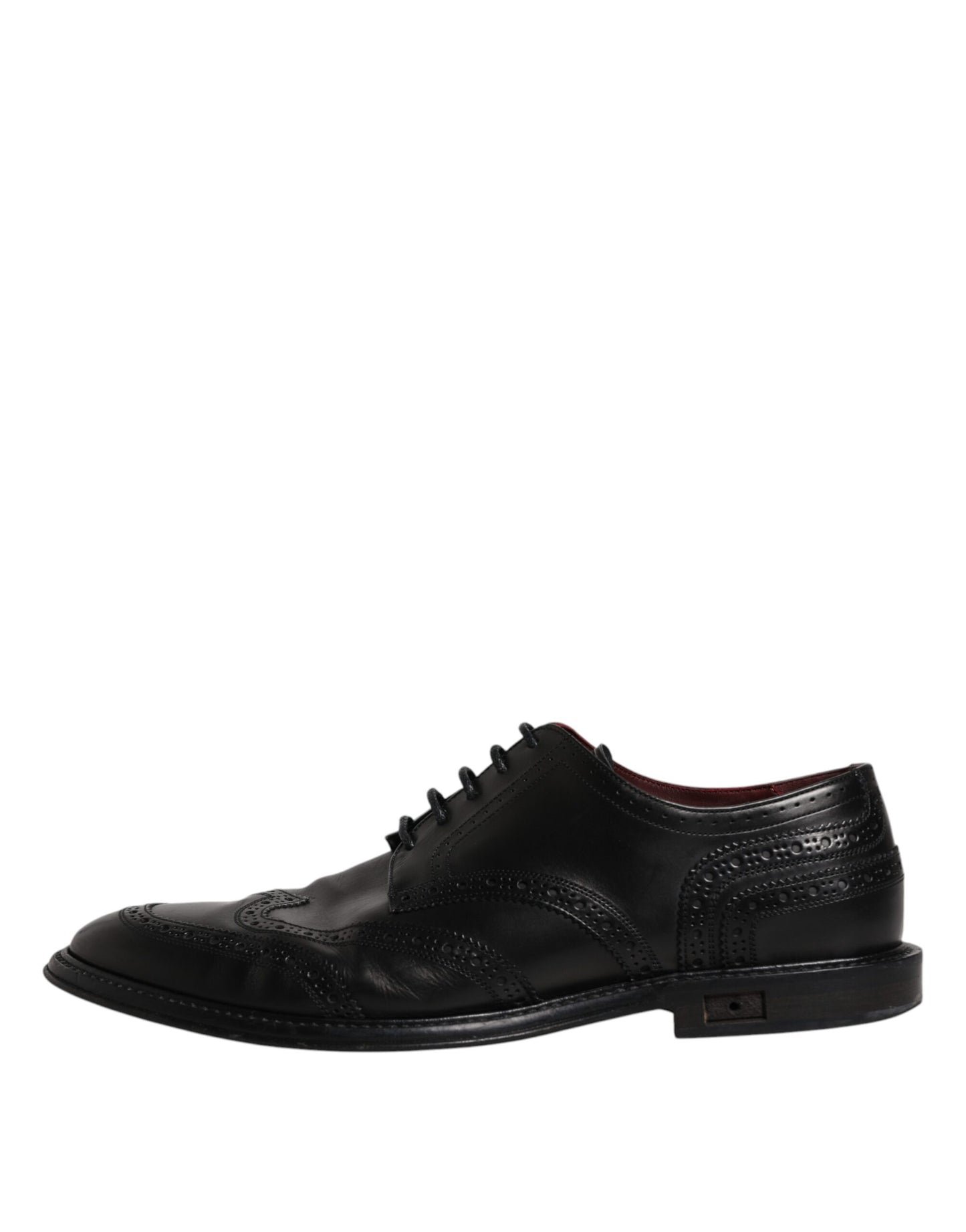Dolce & Gabbana Black Leather Derby Wingtip Formal Shoes Dolce & Gabbana Black