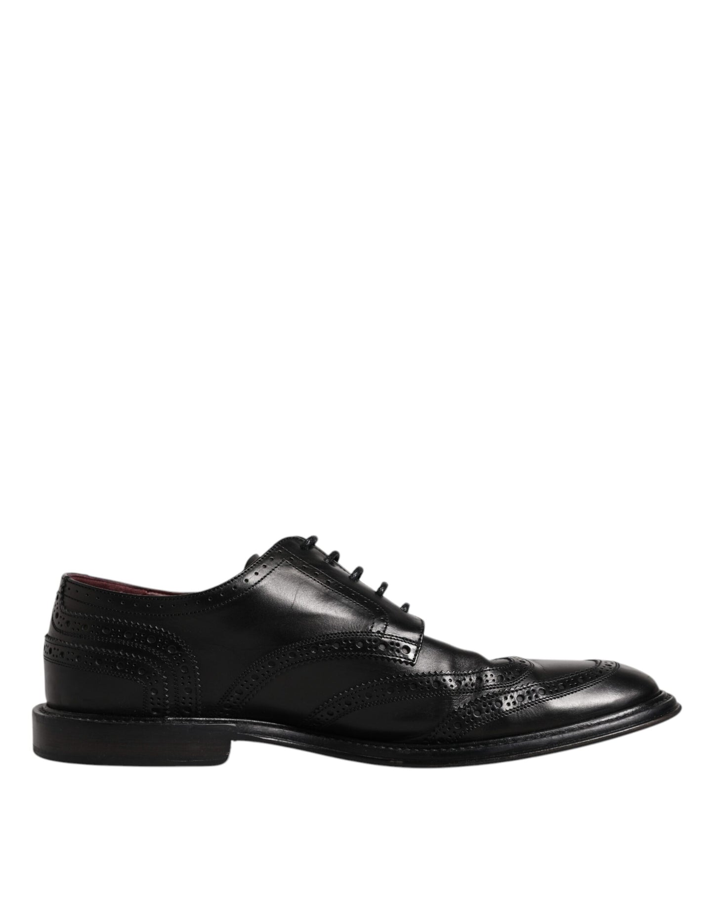Dolce & Gabbana Black Leather Derby Wingtip Formal Shoes Dolce & Gabbana Black
