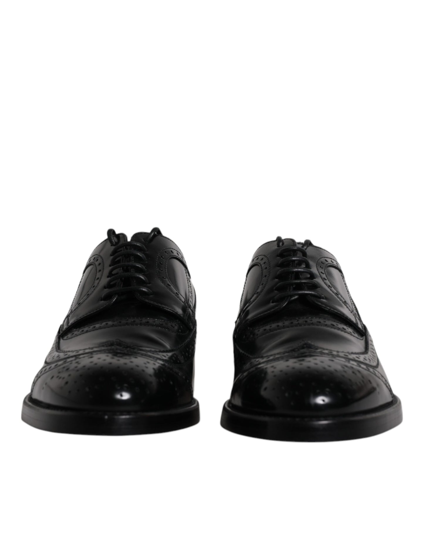Dolce & Gabbana Black Leather Derby Wingtip Formal Shoes Dolce & Gabbana Black