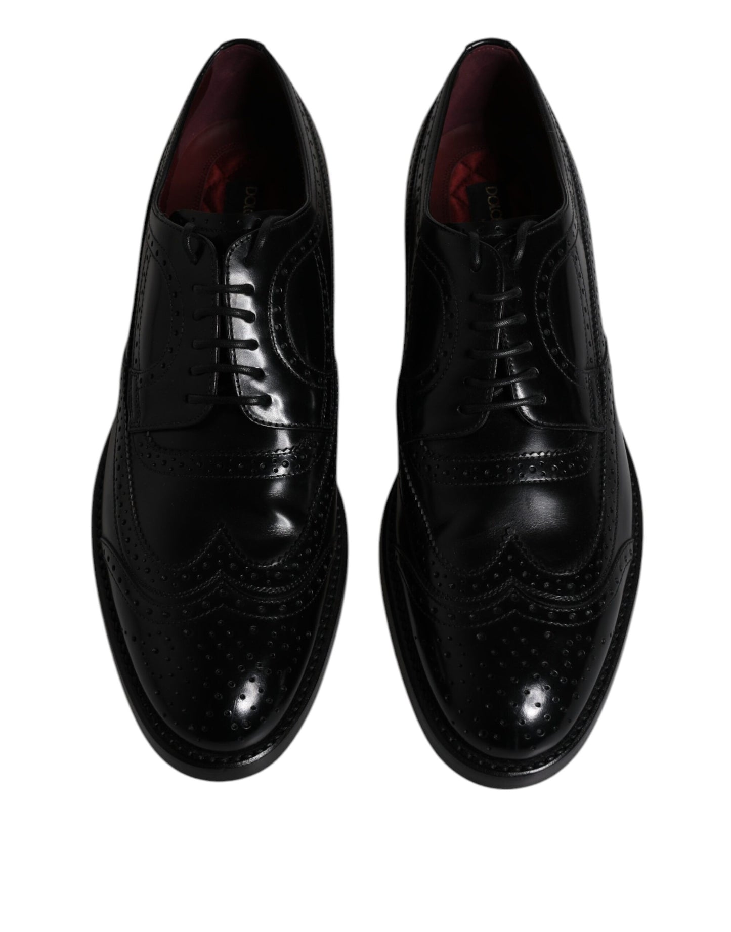 Dolce & Gabbana Black Leather Derby Wingtip Formal Shoes Dolce & Gabbana Black