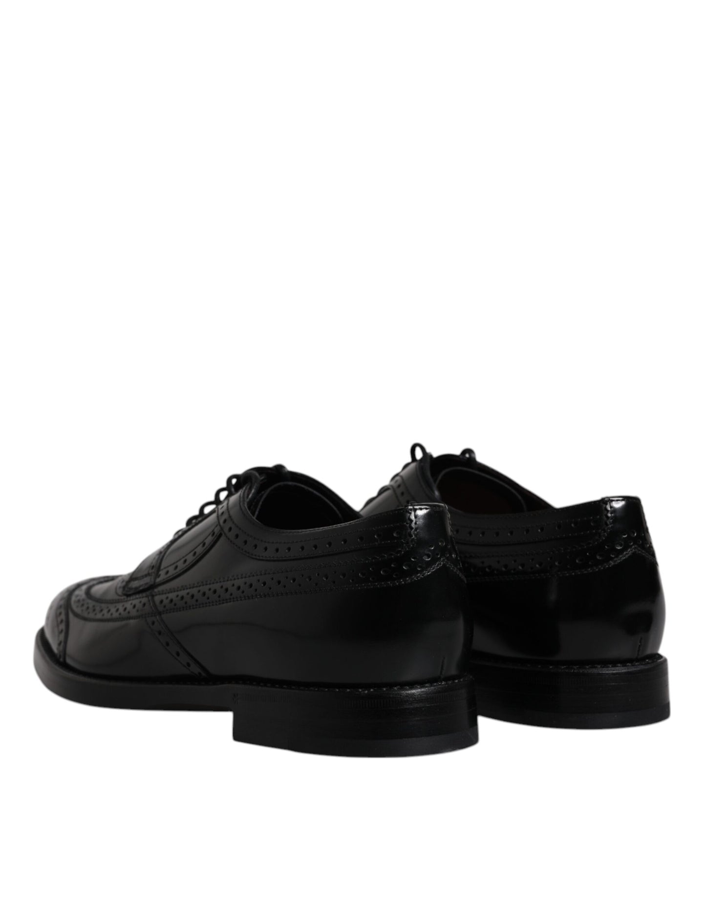 Dolce & Gabbana Black Leather Derby Wingtip Formal Shoes Dolce & Gabbana Black