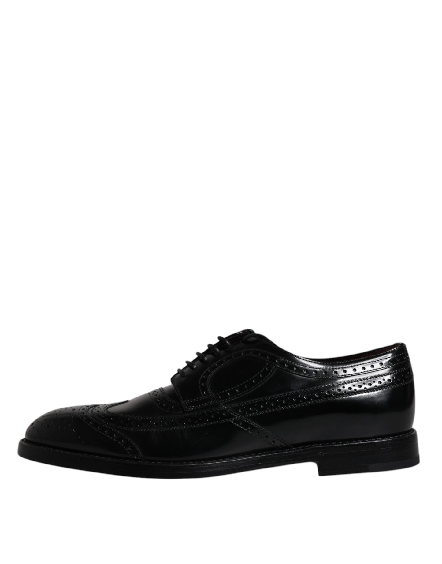 Dolce & Gabbana Black Leather Derby Wingtip Formal Shoes Dolce & Gabbana Black