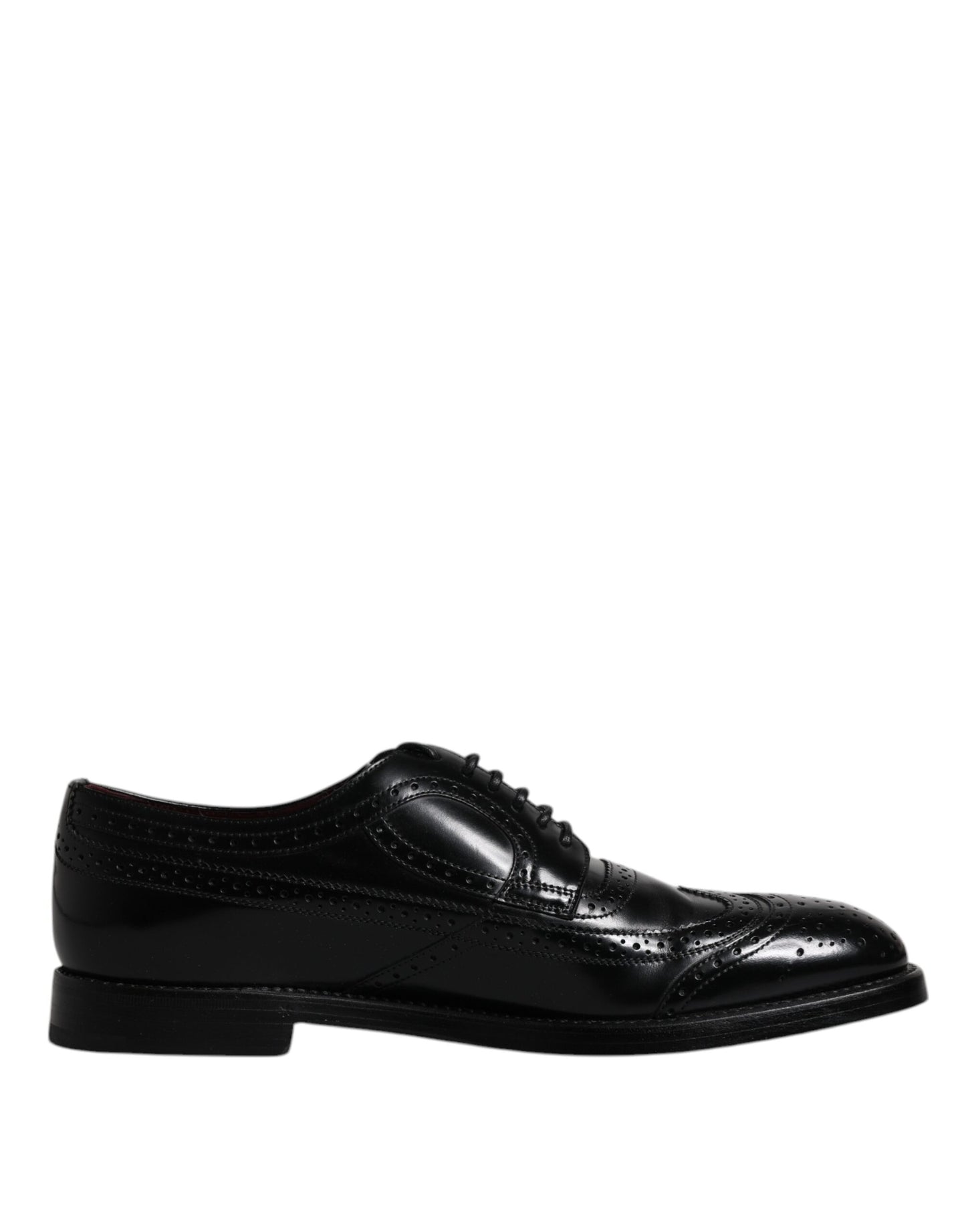 Dolce & Gabbana Black Leather Derby Wingtip Formal Shoes Dolce & Gabbana Black