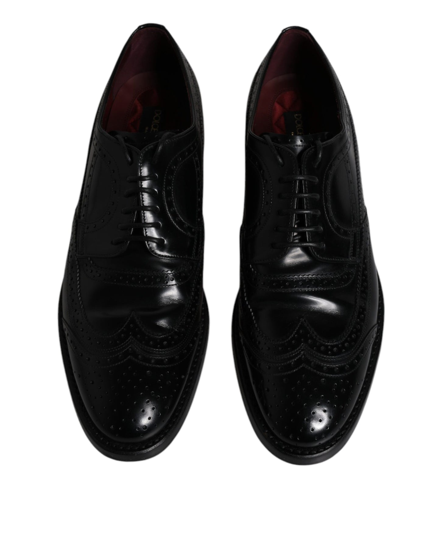Dolce & Gabbana Black Leather Derby Wingtip Formal Shoes Dolce & Gabbana Black