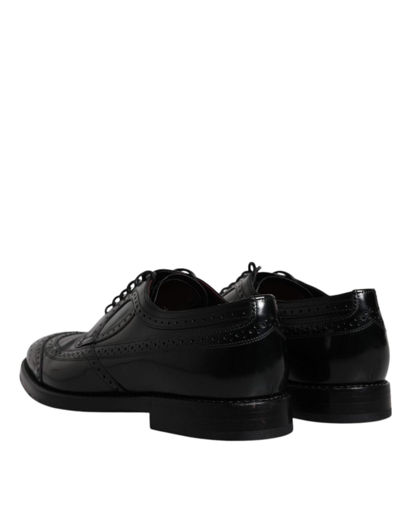 Dolce & Gabbana Black Leather Derby Wingtip Formal Shoes Dolce & Gabbana Black