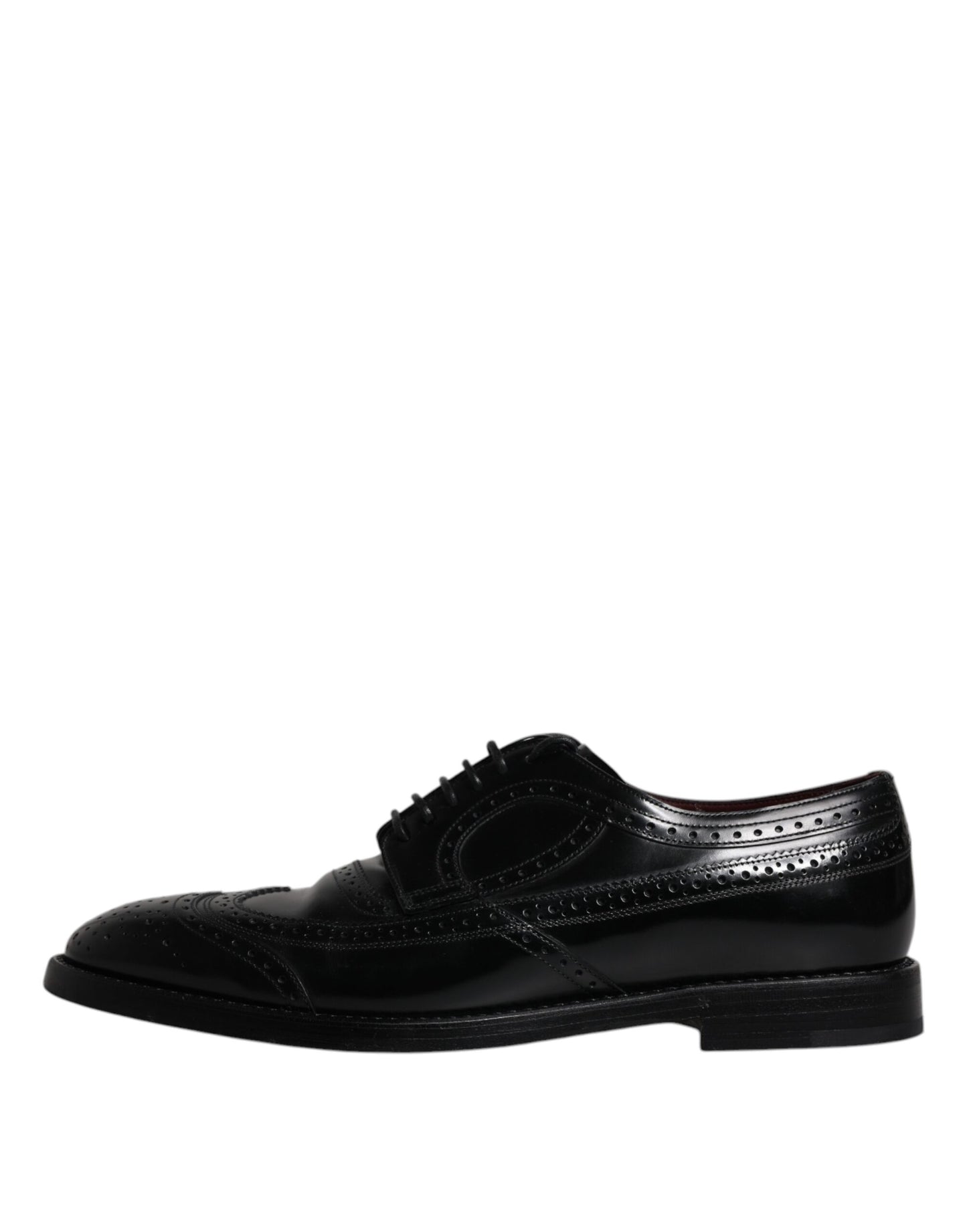 Dolce & Gabbana Black Leather Derby Wingtip Formal Shoes Dolce & Gabbana Black