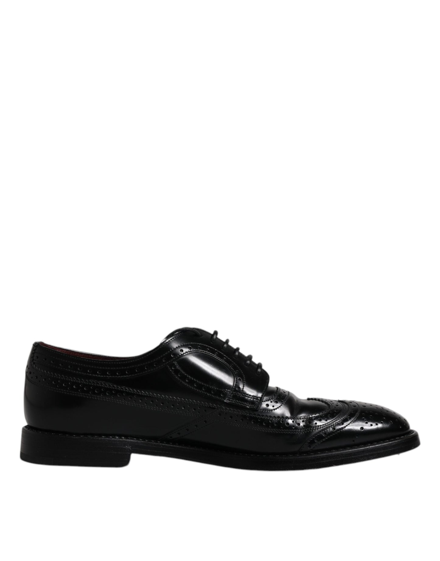 Dolce & Gabbana Black Leather Derby Wingtip Formal Shoes Dolce & Gabbana Black