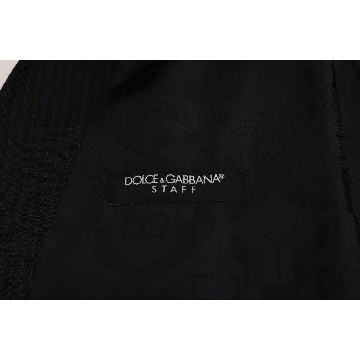 Dolce & Gabbana Black STAFF Wool Striped Vest SIG60358-1