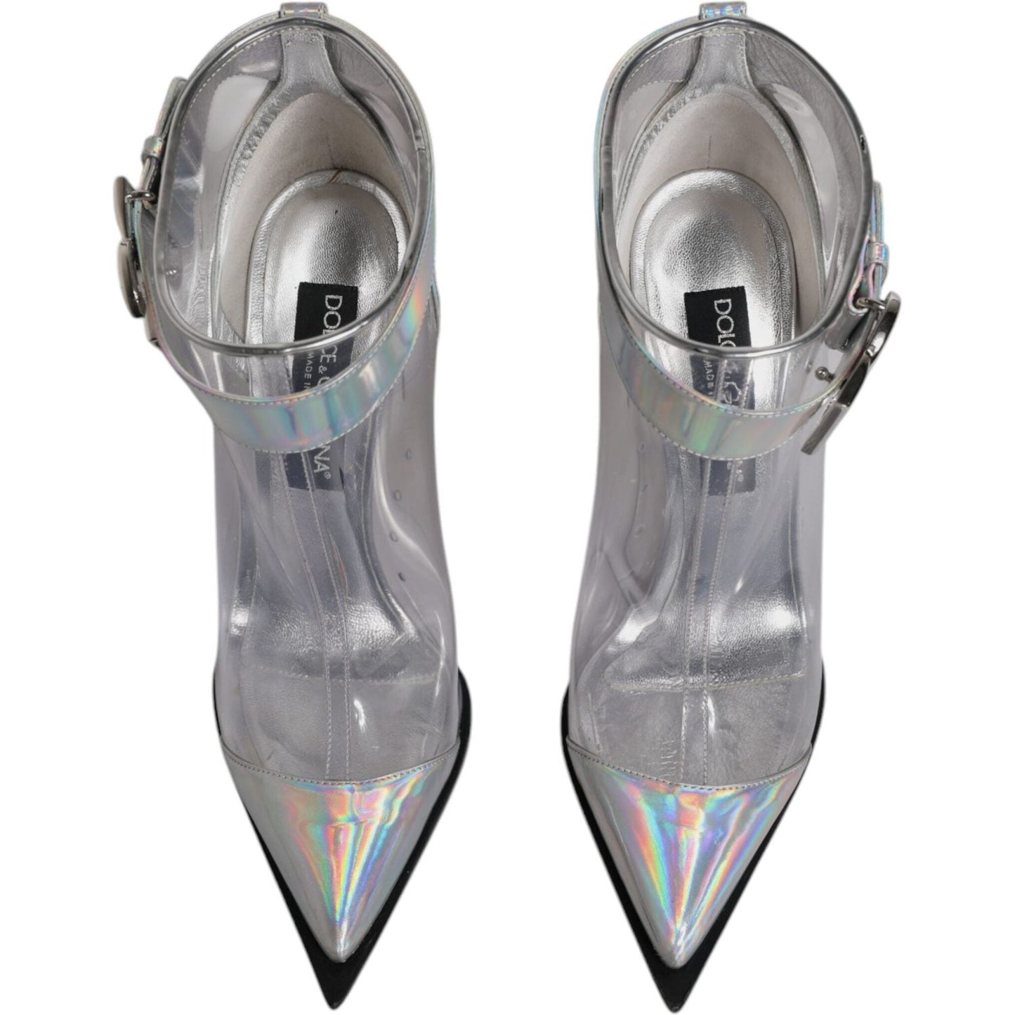 Dolce & Gabbana Silver Iridescent Pointed Short Boots Shoes Dolce & Gabbana Light Slate Gray