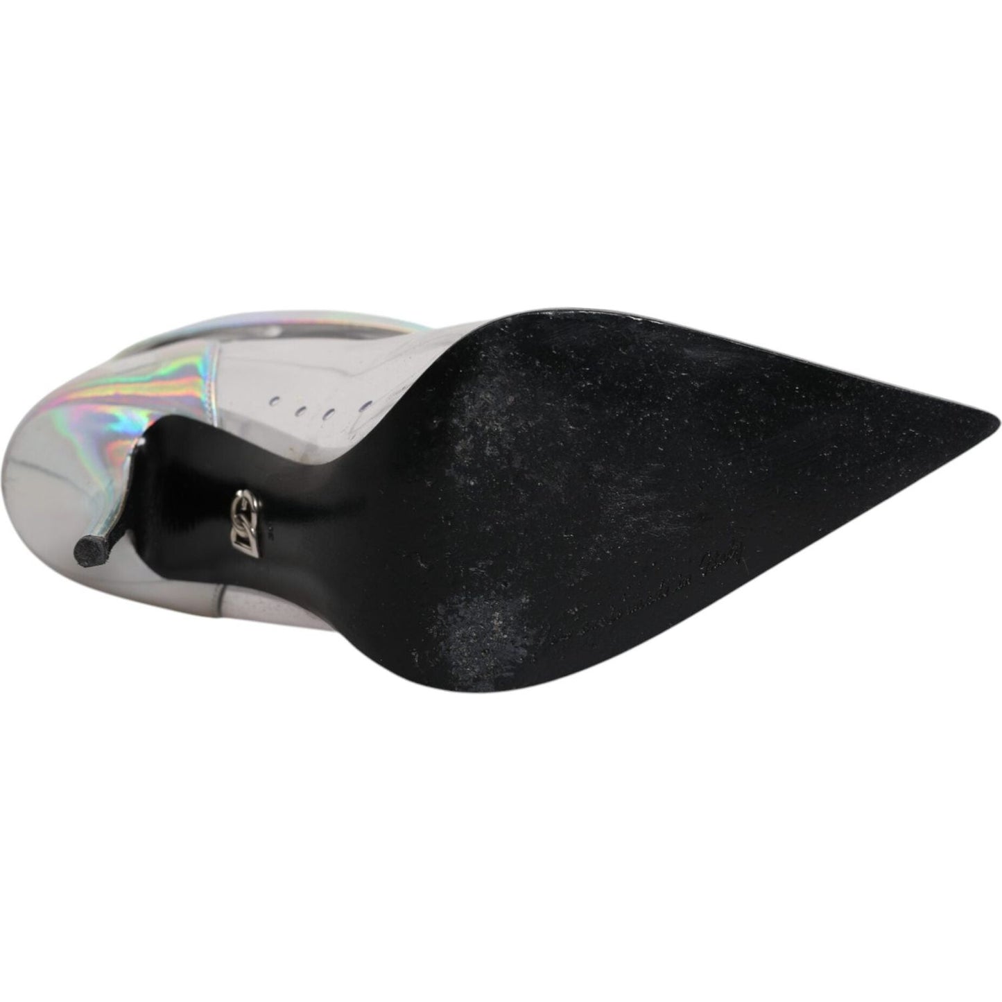 Dolce & Gabbana Silver Iridescent Pointed Short Boots Shoes Dolce & Gabbana Gray