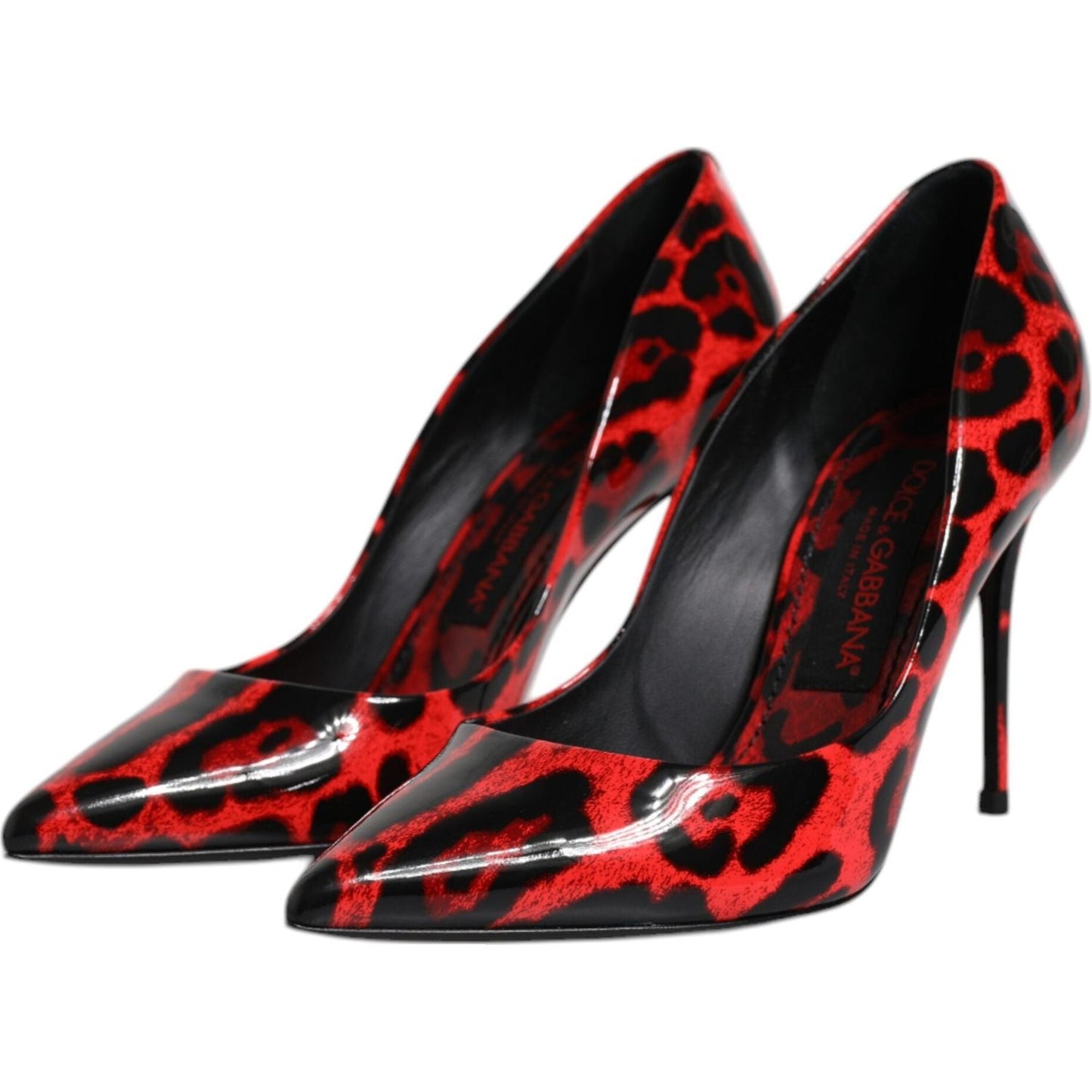 Dolce & Gabbana Red Leopard Leather Stiletto High Heels Pumps Shoes Dolce & Gabbana Maroon