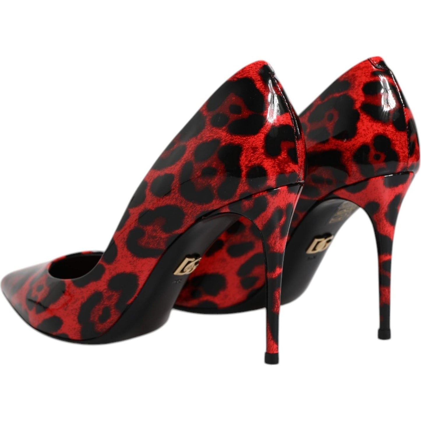 Dolce & Gabbana Red Leopard Leather Stiletto High Heels Pumps Shoes Dolce & Gabbana Black
