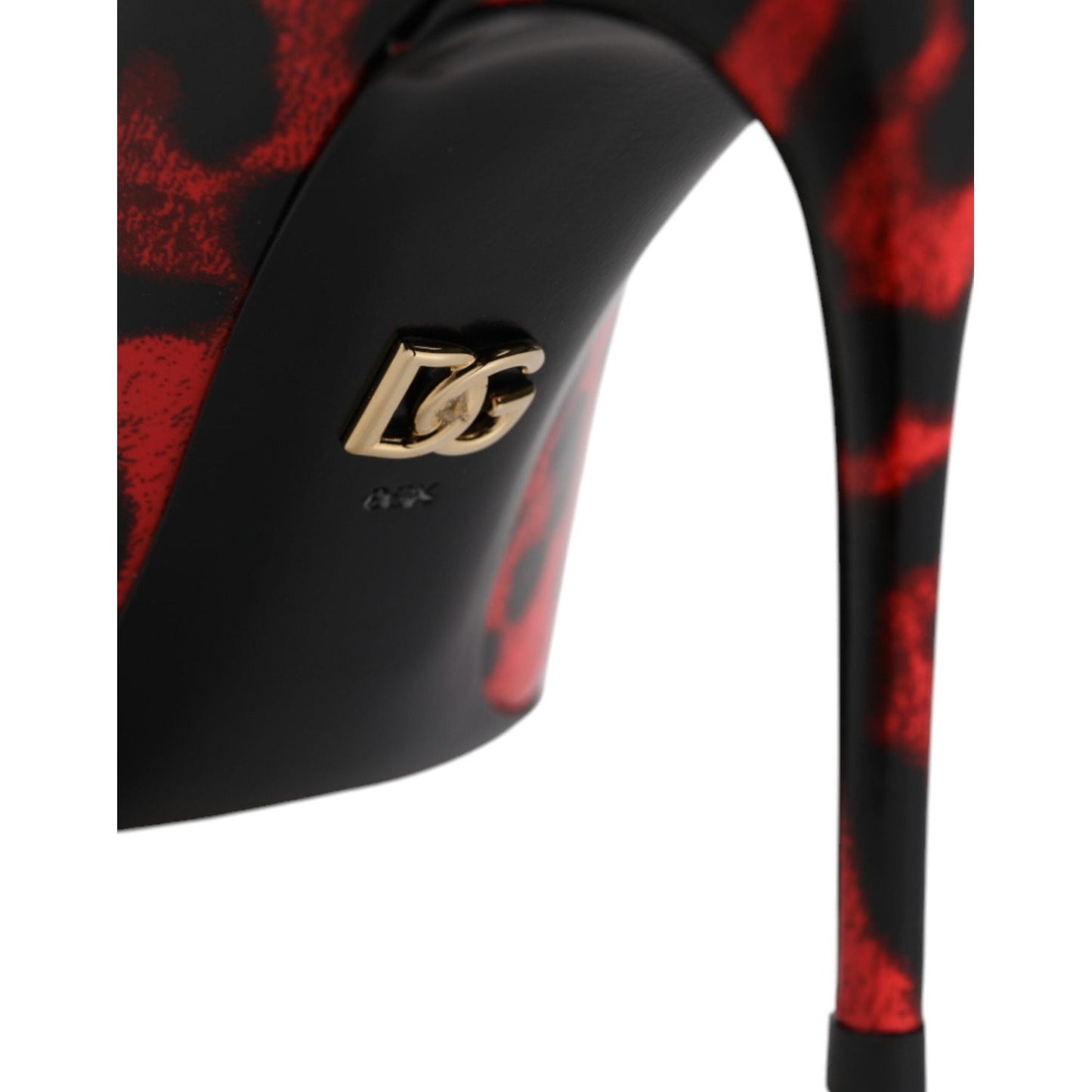 Dolce & Gabbana Red Leopard Leather Stiletto High Heels Pumps Shoes Dolce & Gabbana Black