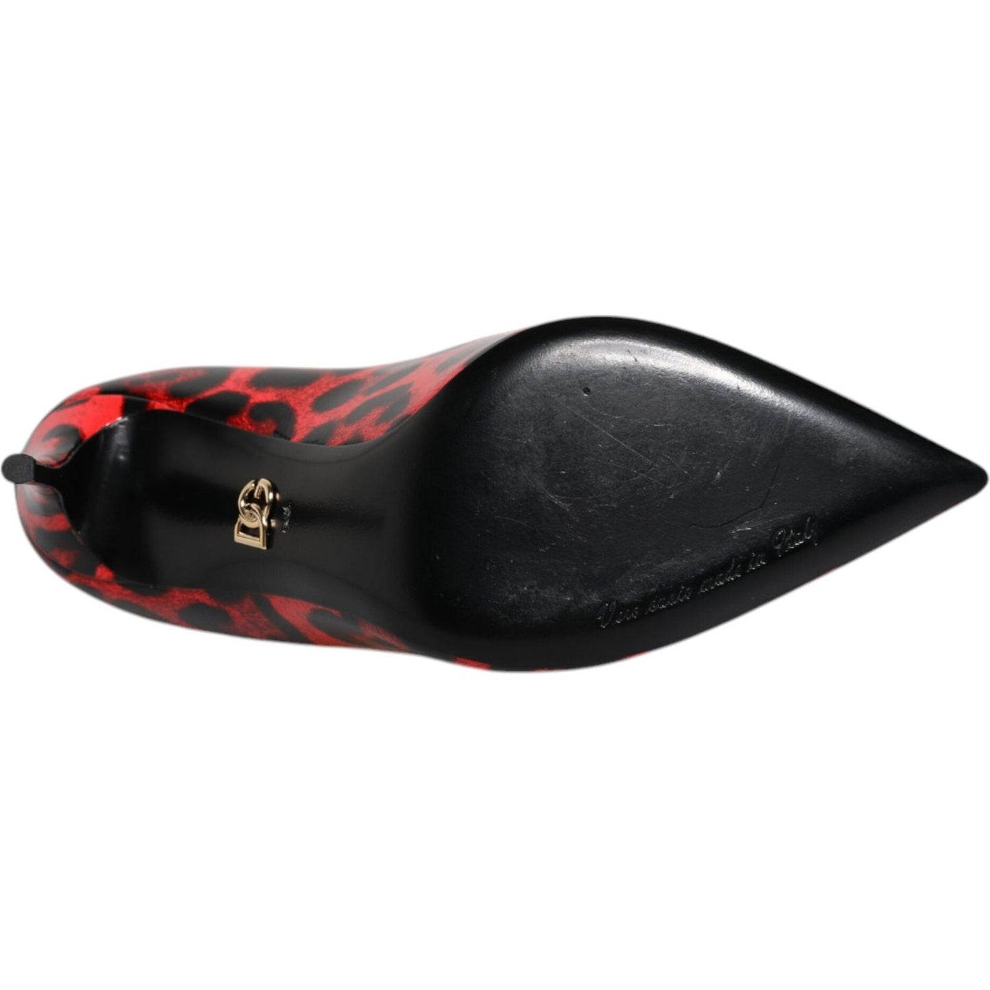 Dolce & Gabbana Red Leopard Leather Stiletto High Heels Pumps Shoes Dolce & Gabbana Black