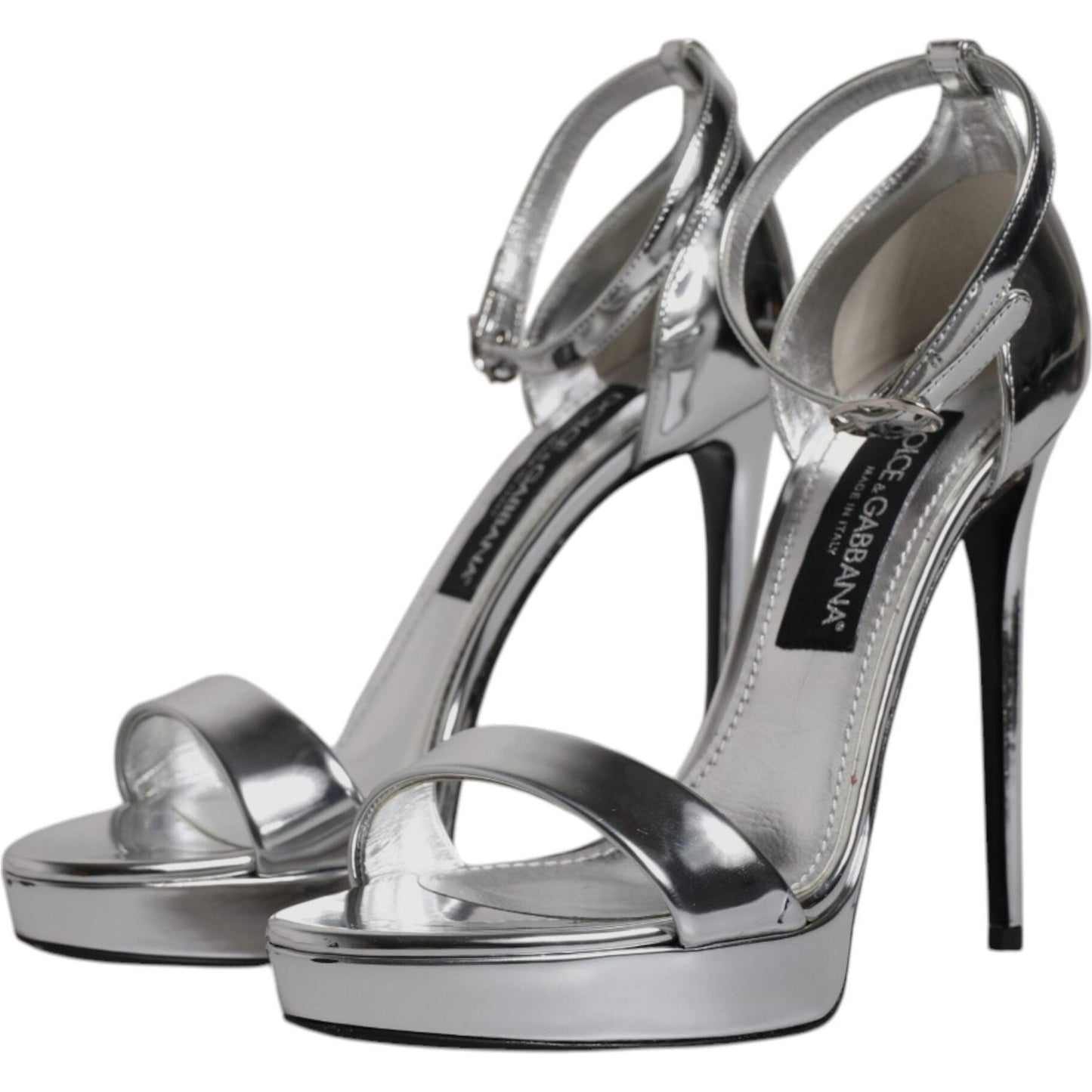 Dolce & Gabbana Silver KEIRA Heels Ankle Strap Sandals Shoes Dolce & Gabbana Light Slate Gray