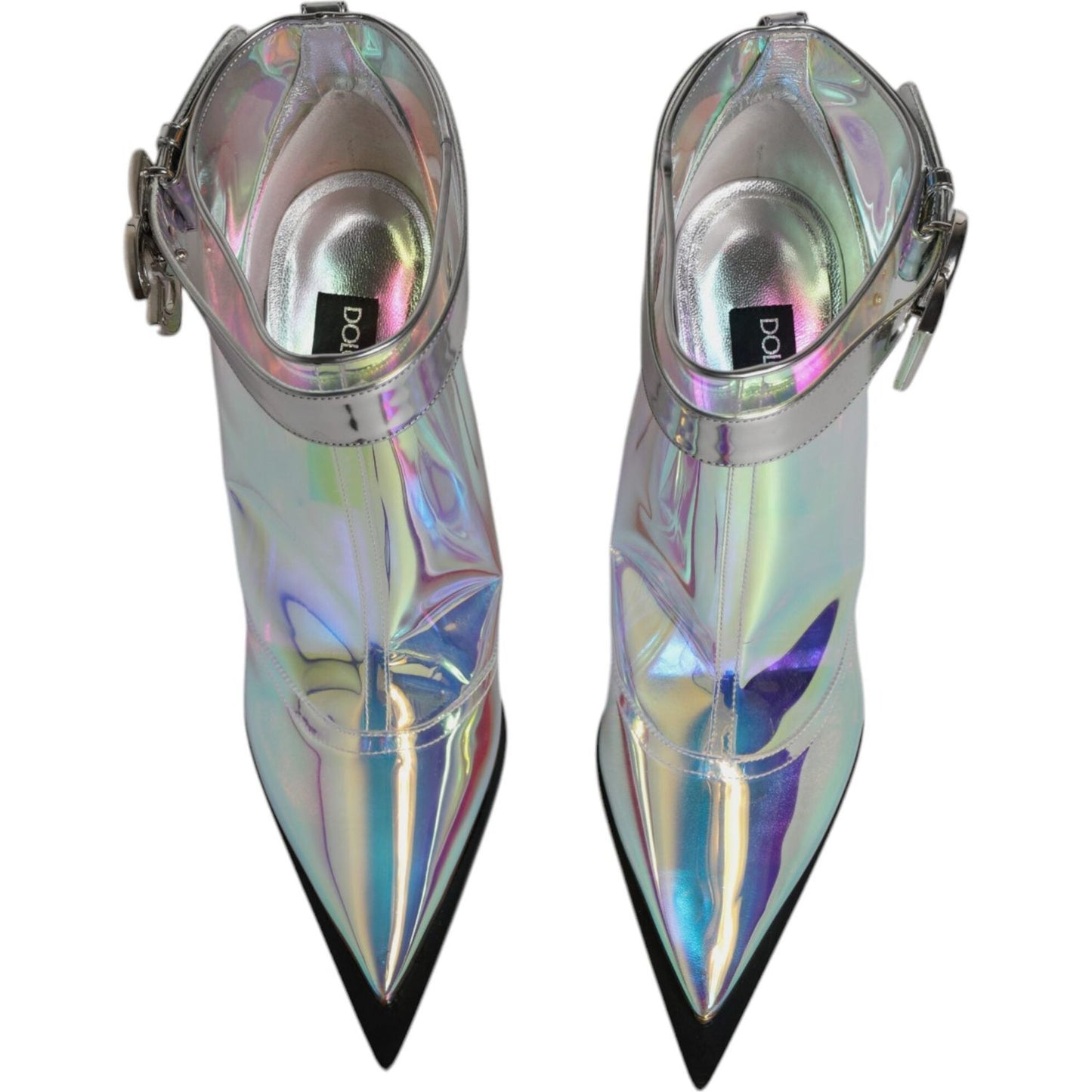 Dolce & Gabbana Shoes Silver Iridescent Pointed Short Boots Dolce & Gabbana Light Slate Gray