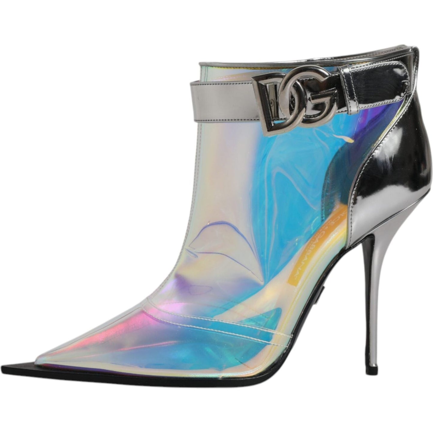 Dolce & Gabbana Shoes Silver Iridescent Pointed Short Boots Dolce & Gabbana Dark Gray