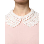 Dolce & Gabbana Pink Cashmere Collar Knitted Long Sleeves Top TSH86768-40