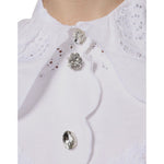 Dolce & Gabbana White Cotton Lace Trim Collared Blouse Top TSH86793-40