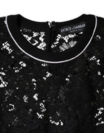 Dolce & Gabbana Black Floral Lace Silk Pullover Blouse Top TSH86804-42