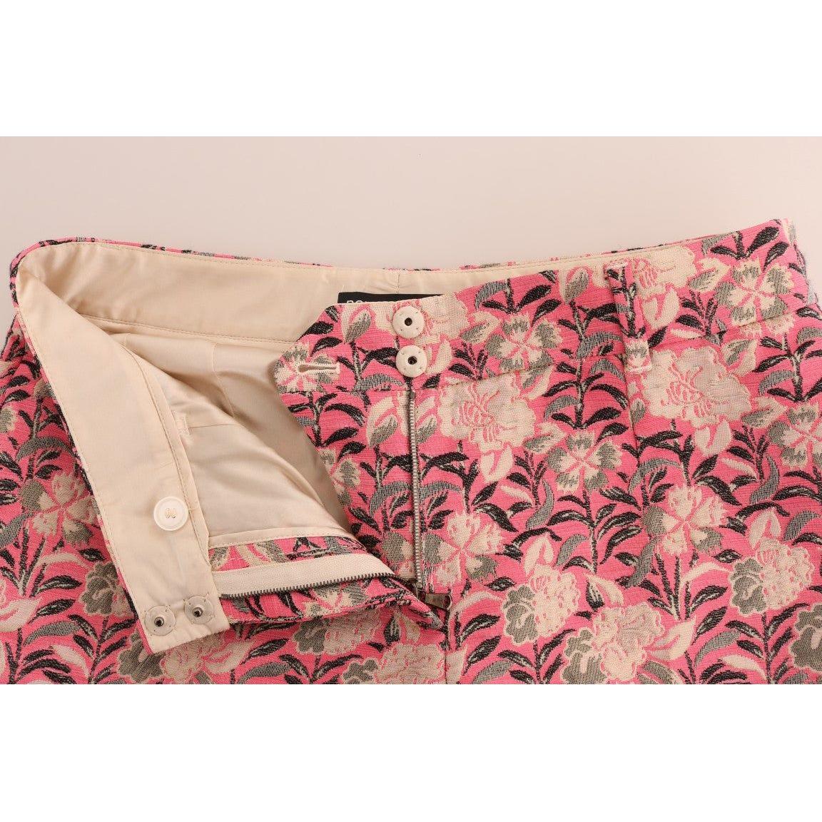 Dolce & Gabbana Elegant Floral Brocade Pants Dolce & Gabbana Tan