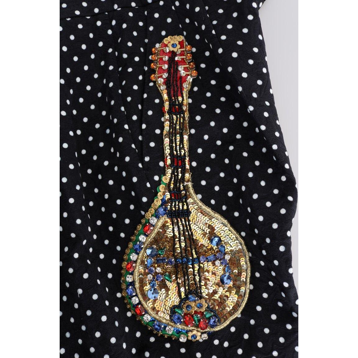Dolce & Gabbana Elegant Polka Dot Embellished Trousers Jeans & Pants Dolce & Gabbana Gray