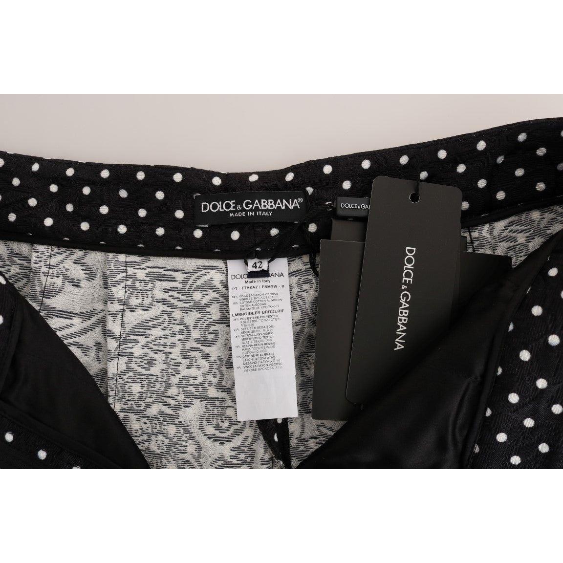 Dolce & Gabbana Elegant Polka Dot Embellished Trousers Jeans & Pants Dolce & Gabbana Black