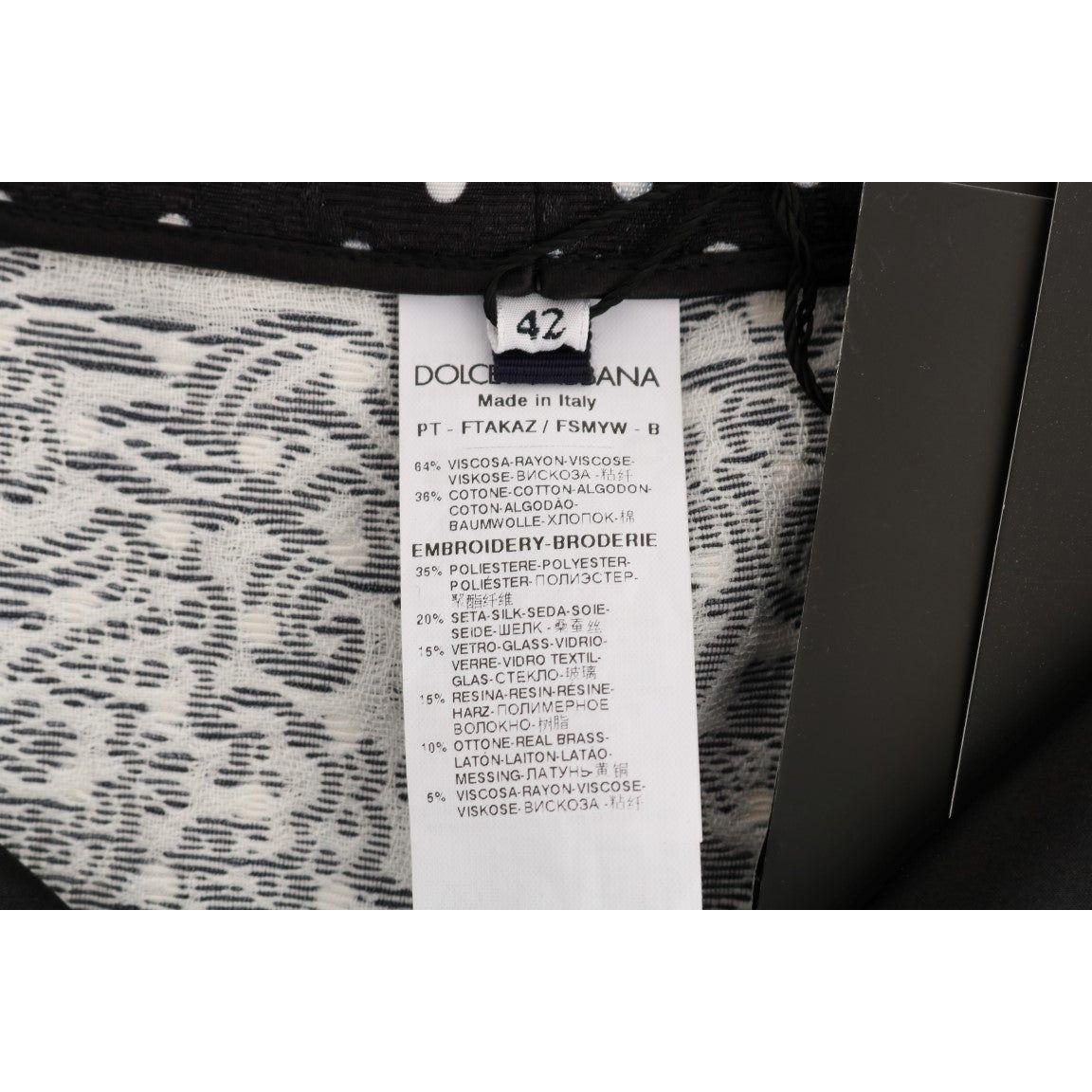 Dolce & Gabbana Elegant Polka Dot Embellished Trousers Jeans & Pants Dolce & Gabbana Light Gray