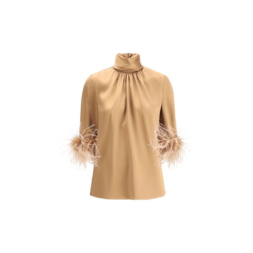 Dolce & Gabbana Feathers Blouse Dolce & Gabbana Tan