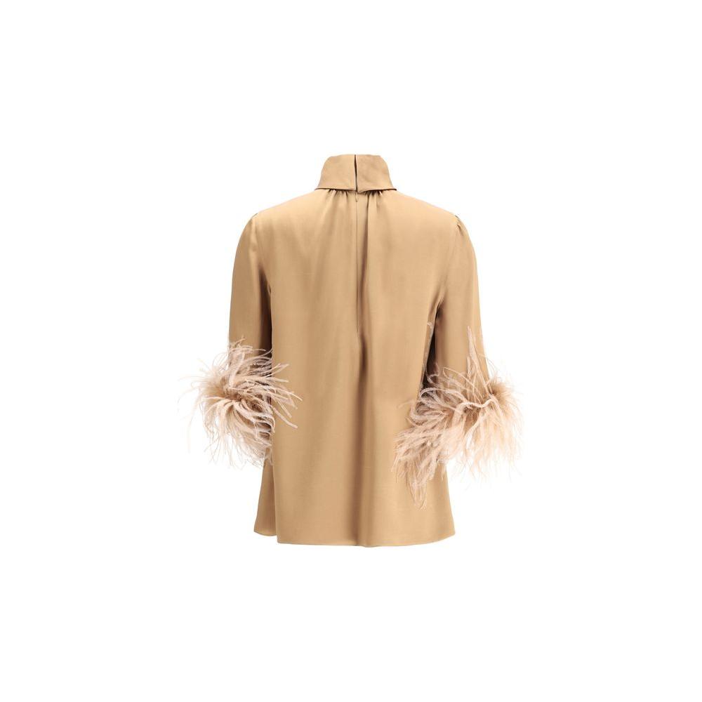 Dolce & Gabbana Feathers Blouse Dolce & Gabbana Tan