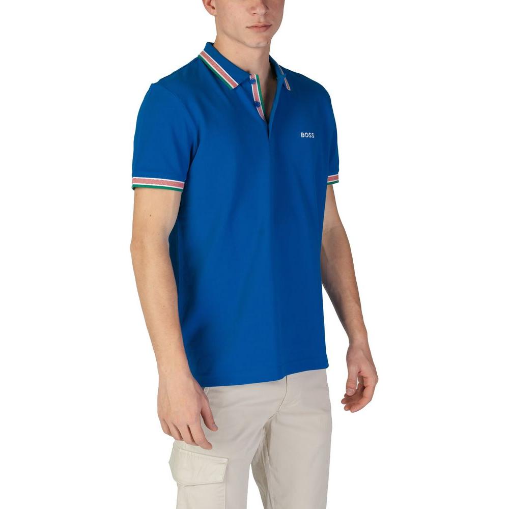Hugo Boss Blue Cotton Polo Shirt Hugo Boss Tan
