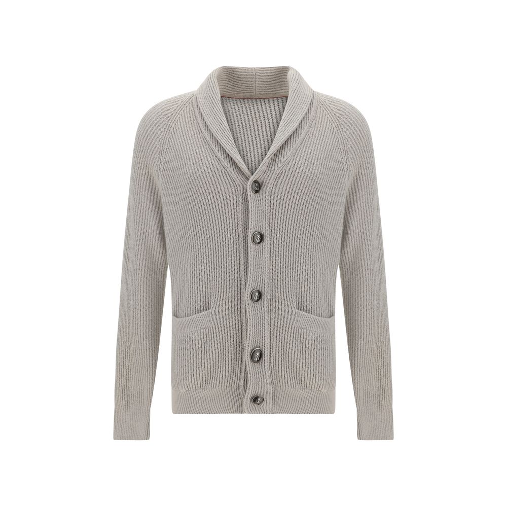 Brunello Cucinelli Ribbed Cardigan Brunello Cucinelli Dark Gray