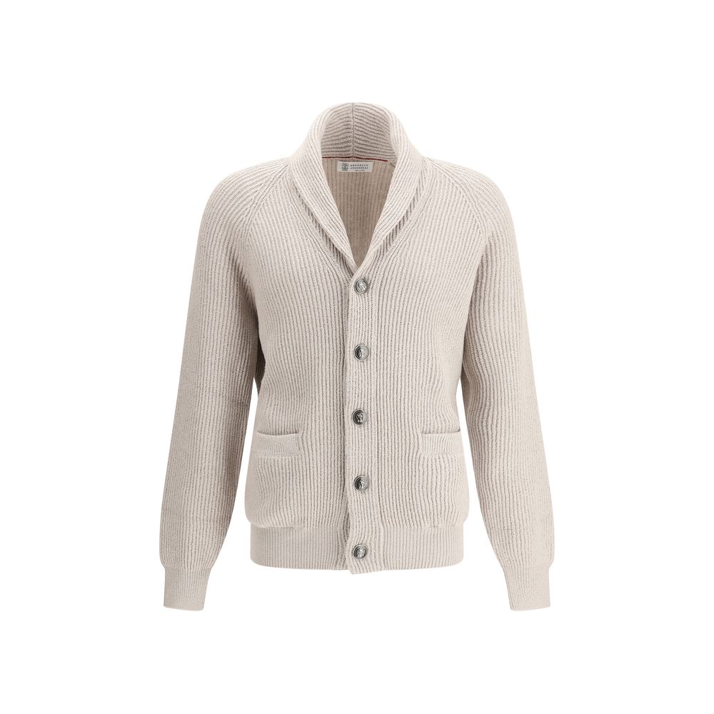 Brunello Cucinelli Ribbed Cardigan Brunello Cucinelli Light Gray