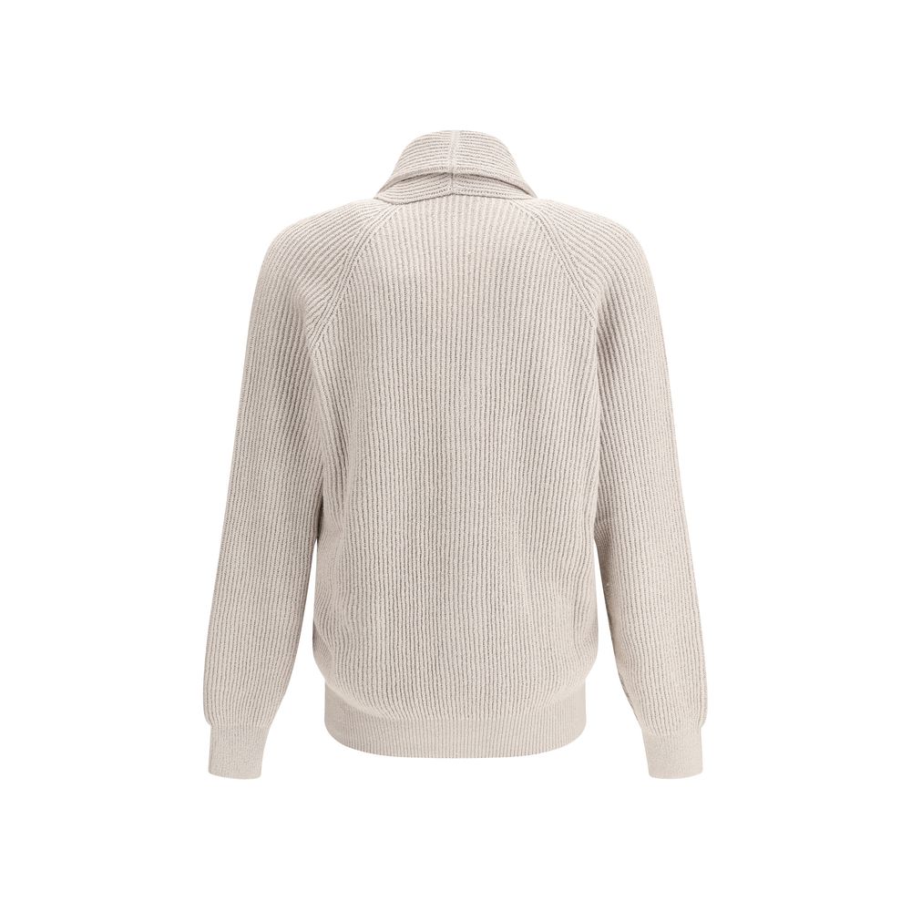 Brunello Cucinelli Ribbed Cardigan Brunello Cucinelli Light Gray