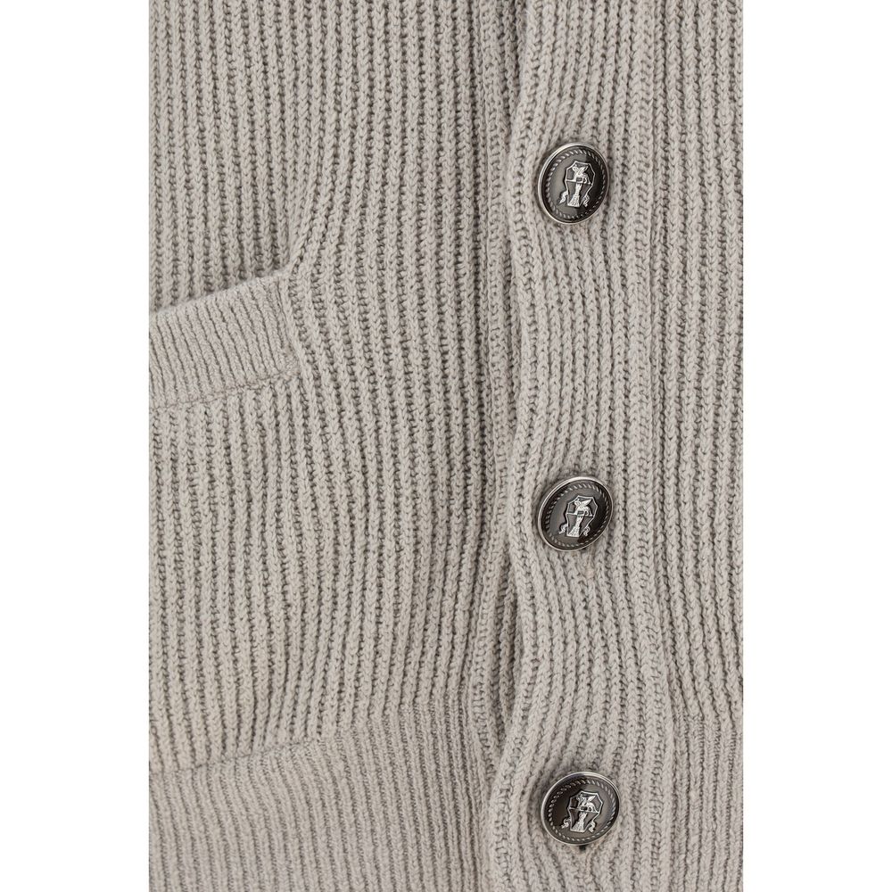 Brunello Cucinelli Ribbed Cardigan Brunello Cucinelli Dark Gray