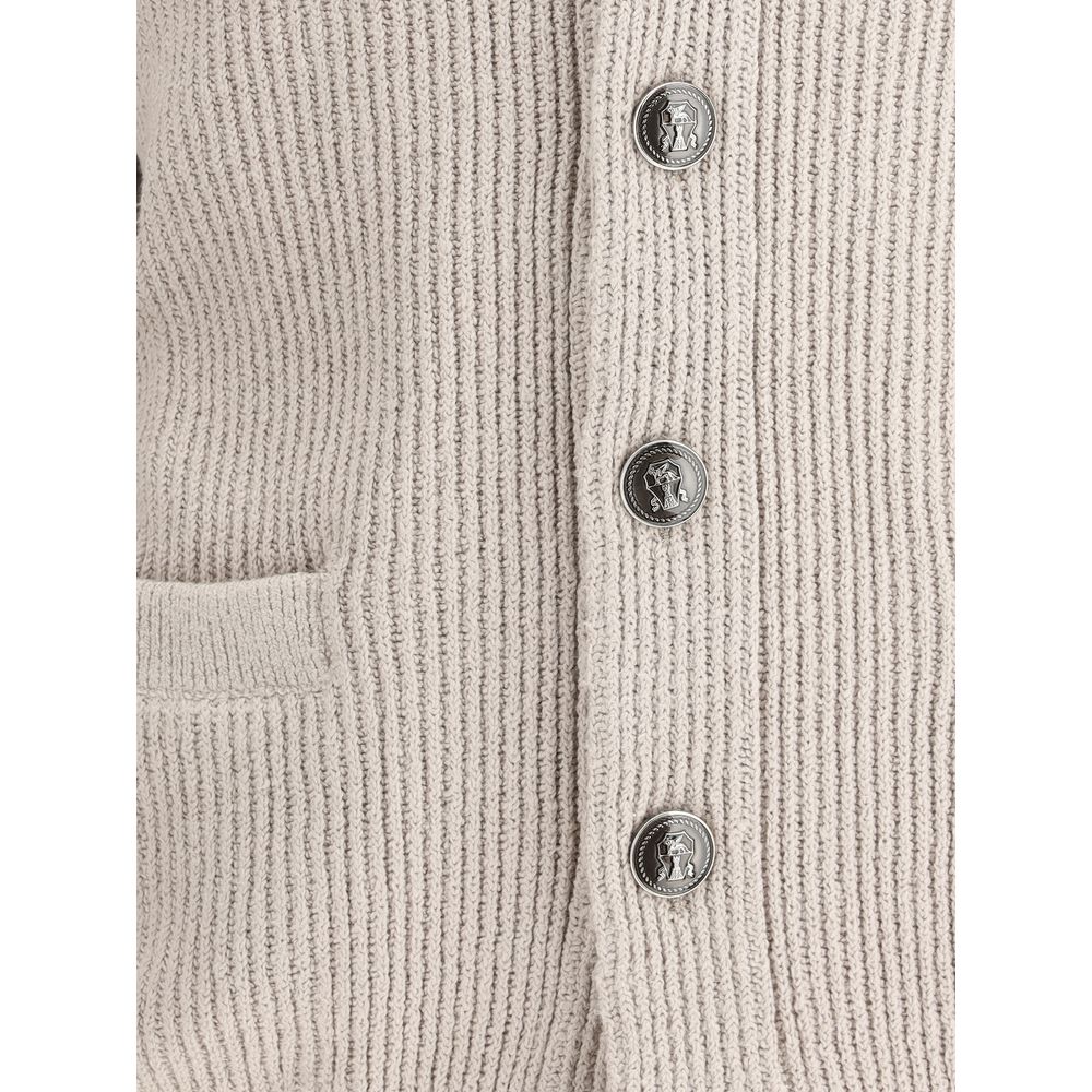 Brunello Cucinelli Ribbed Cardigan Brunello Cucinelli Gray